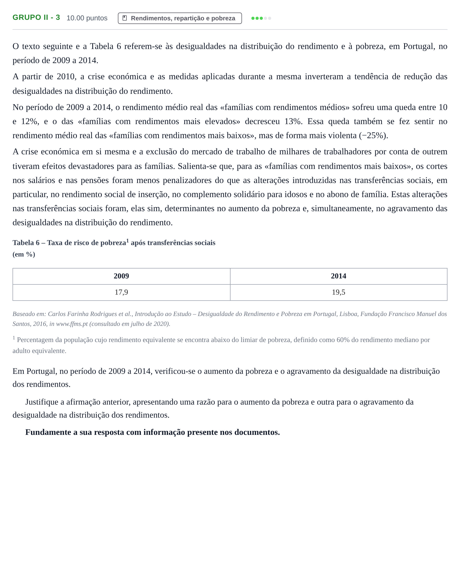 Enunciado: Grupo II - 3 · Exame Nacional Economia A 1.ª fase 2022