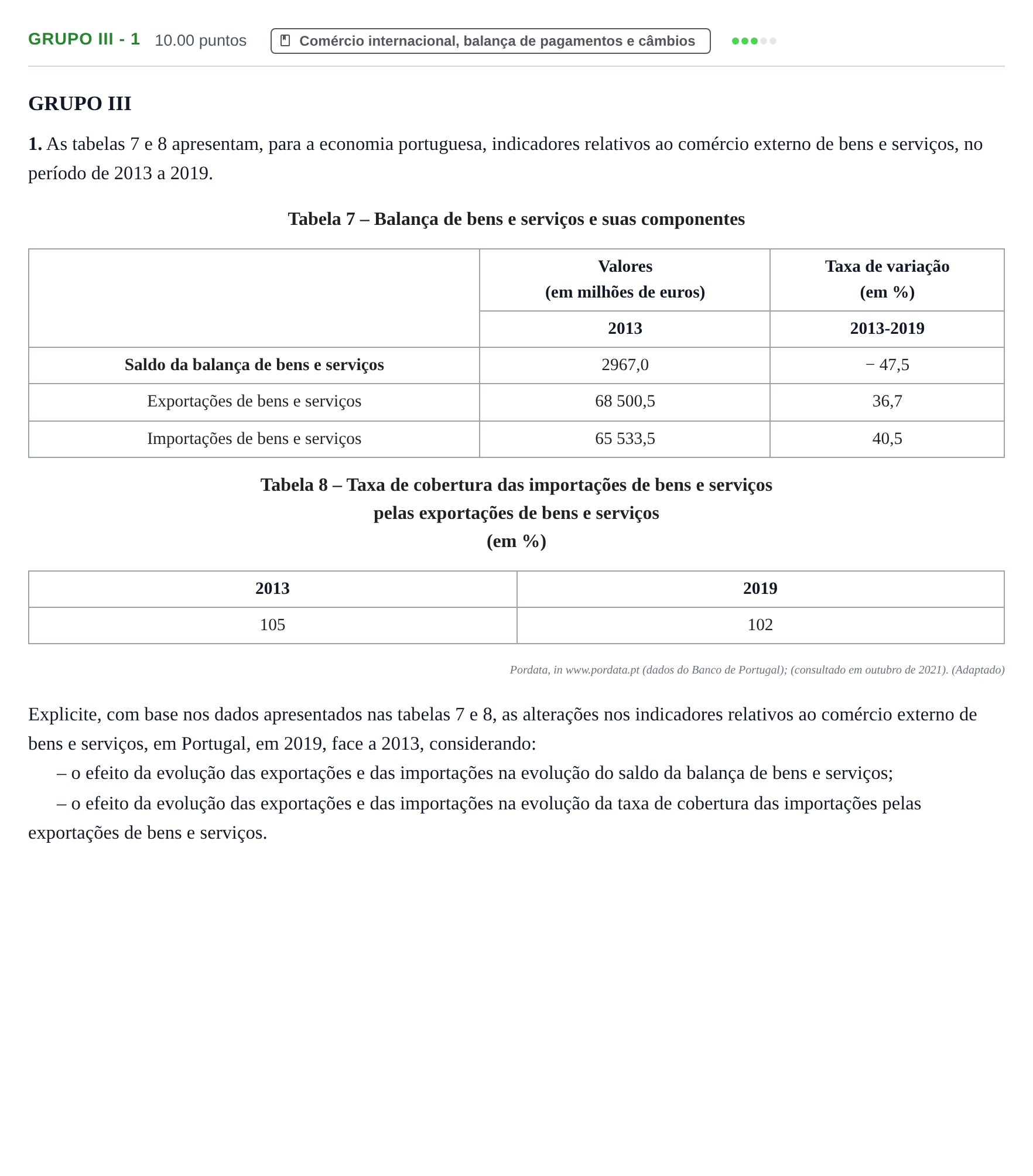 Enunciado: Grupo III - 1 · Exame Nacional Economia A 1.ª fase 2022