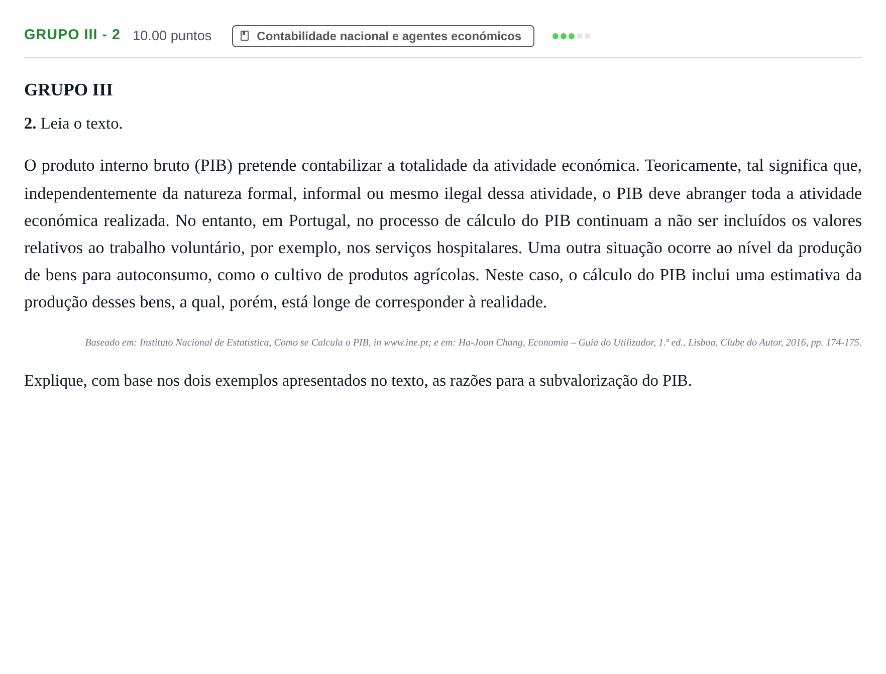 Enunciado: Grupo III - 2 · Exame Nacional Economia A 1.ª fase 2022