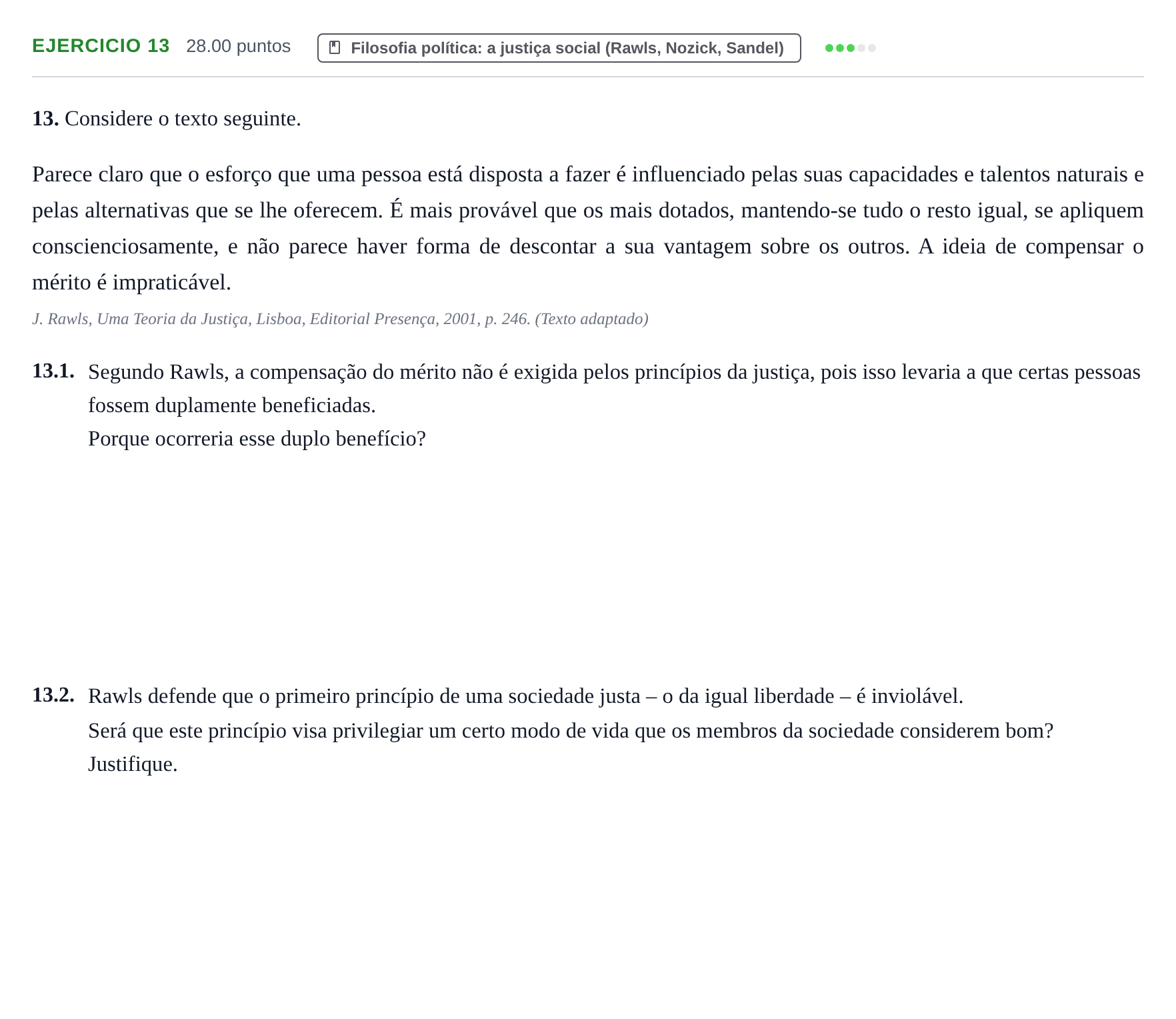 Enunciado: Exercício 13 · Exame Nacional Filosofia 2.ª fase 2022
