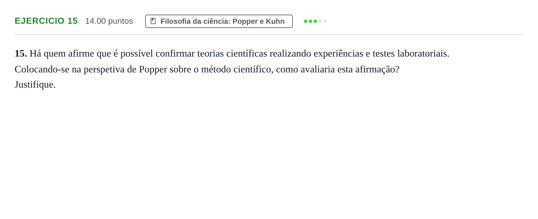 Enunciado: Exercício 15 · Exame Nacional Filosofia 2.ª fase 2022
