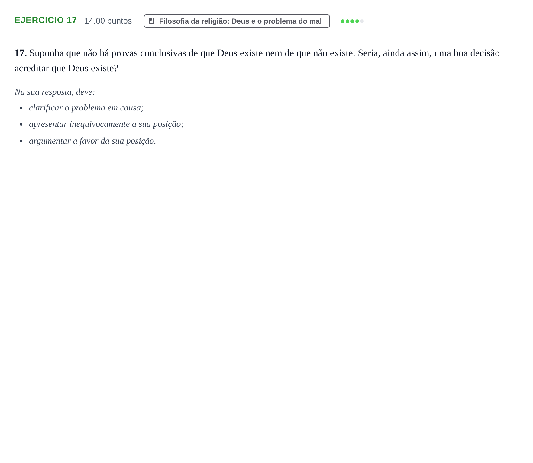 Enunciado: Exercício 17 · Exame Nacional Filosofia 2.ª fase 2022