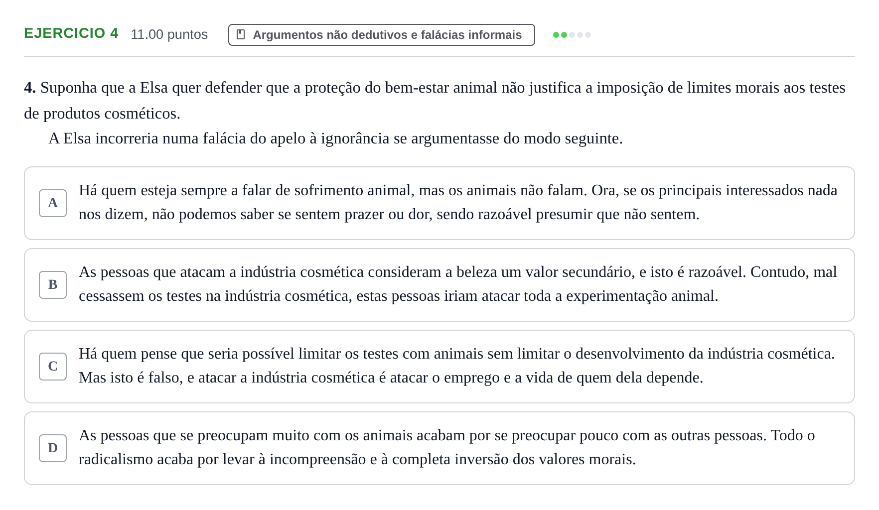 Enunciado: Exercício 4 · Exame Nacional Filosofia 2.ª fase 2022
