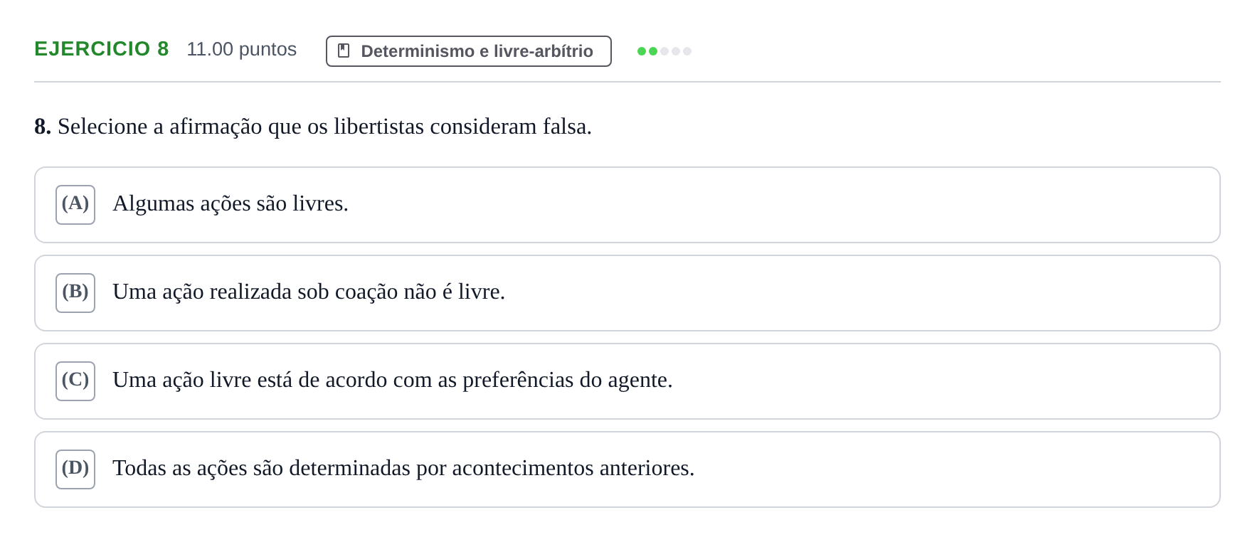 Enunciado: Exercício 8 · Exame Nacional Filosofia 2.ª fase 2022