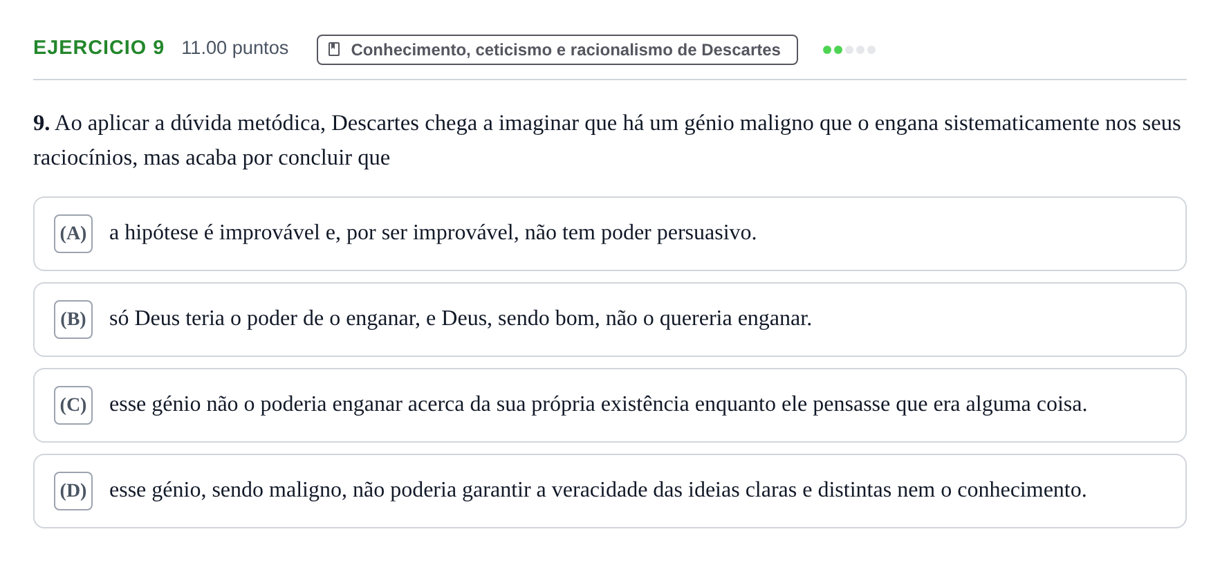 Enunciado: Exercício 9 · Exame Nacional Filosofia 2.ª fase 2022
