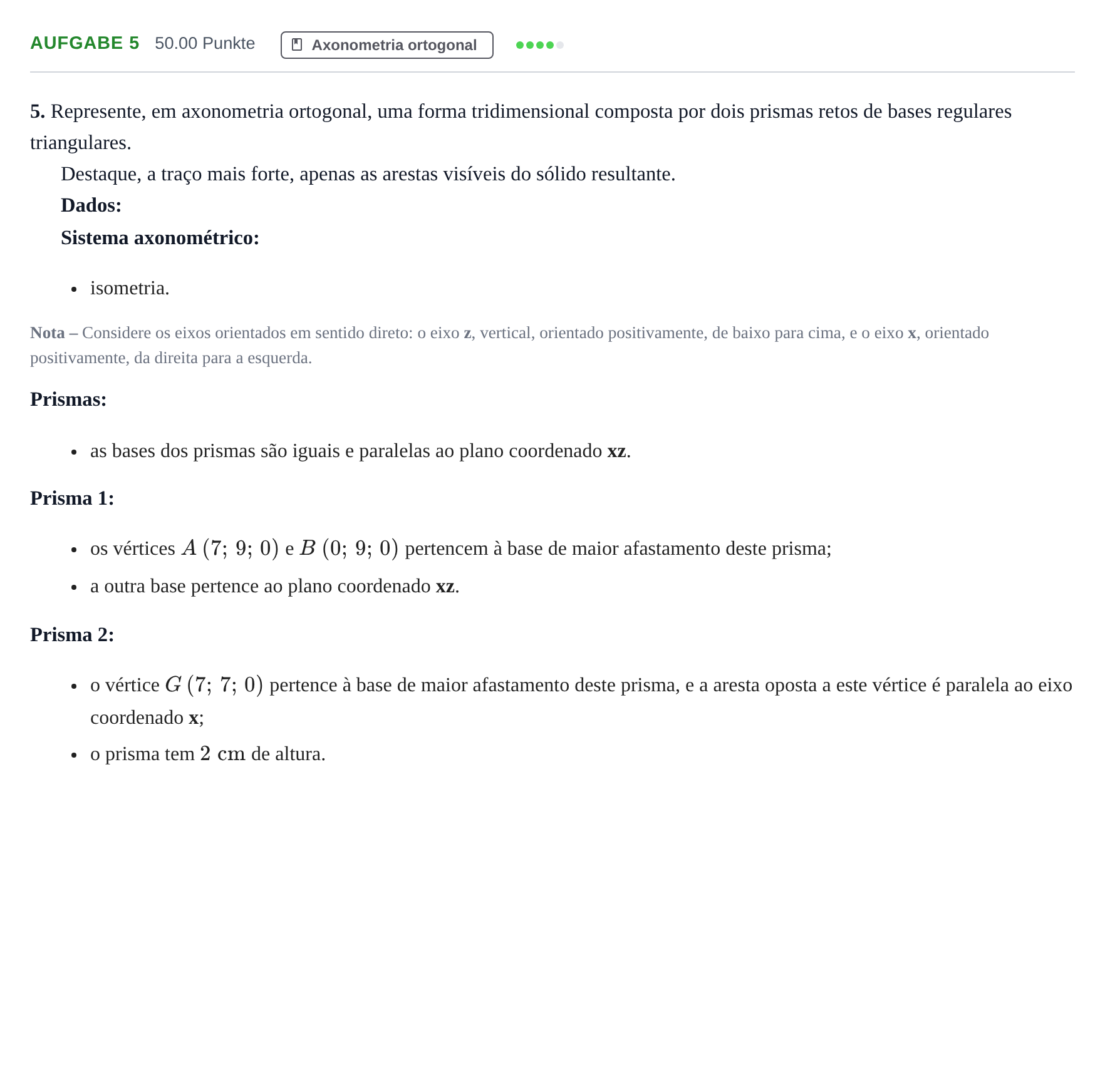 Enunciado: Exercício 5 · Exame Nacional Geometria Descritiva A 2.ª fase 2022