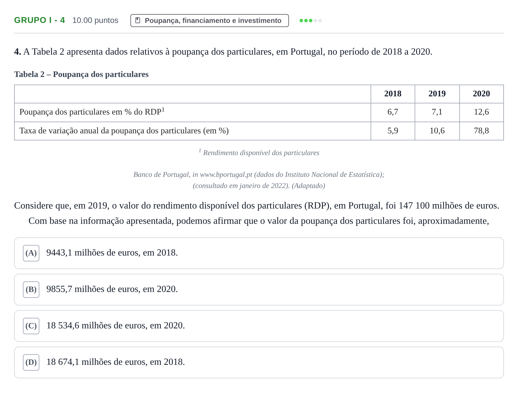 Enunciado: Grupo I - 4 · Exame Nacional Economia A 2.ª fase 2022