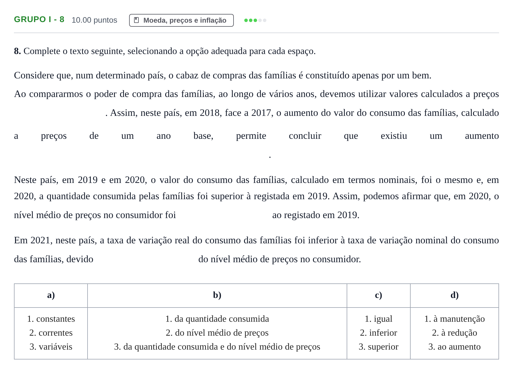 Enunciado: Grupo I - 8 · Exame Nacional Economia A 2.ª fase 2022