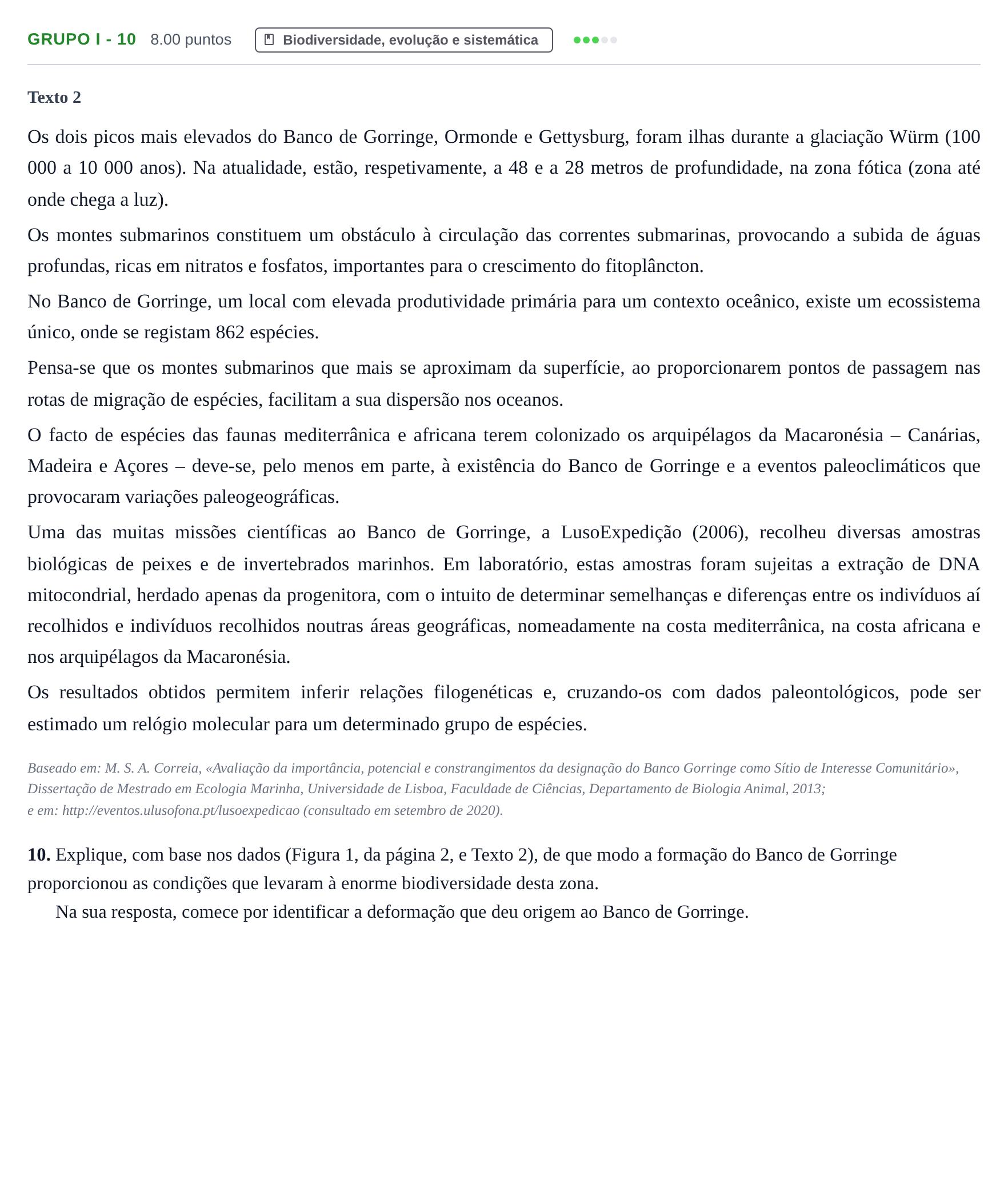 Enunciado: Grupo I - 10 · Exame Nacional Biologia e Geologia 2.ª fase 2022