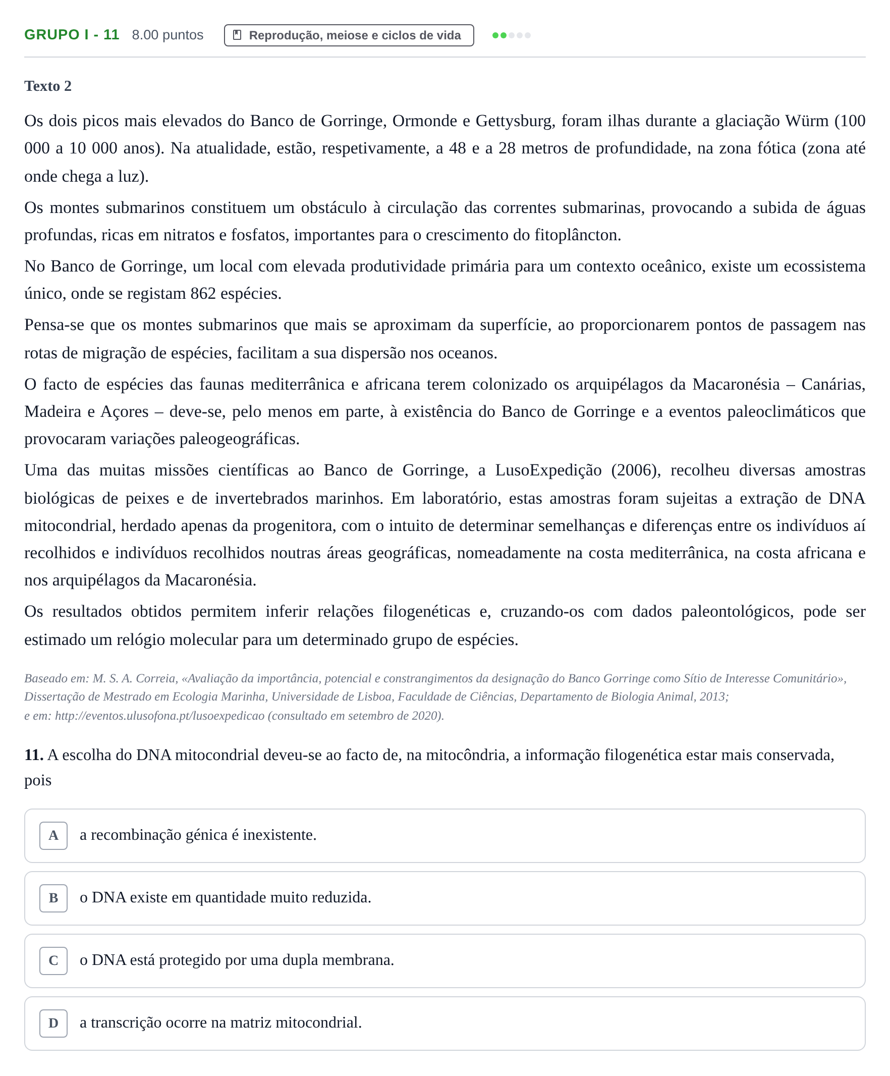 Enunciado: Grupo I - 11 · Exame Nacional Biologia e Geologia 2.ª fase 2022