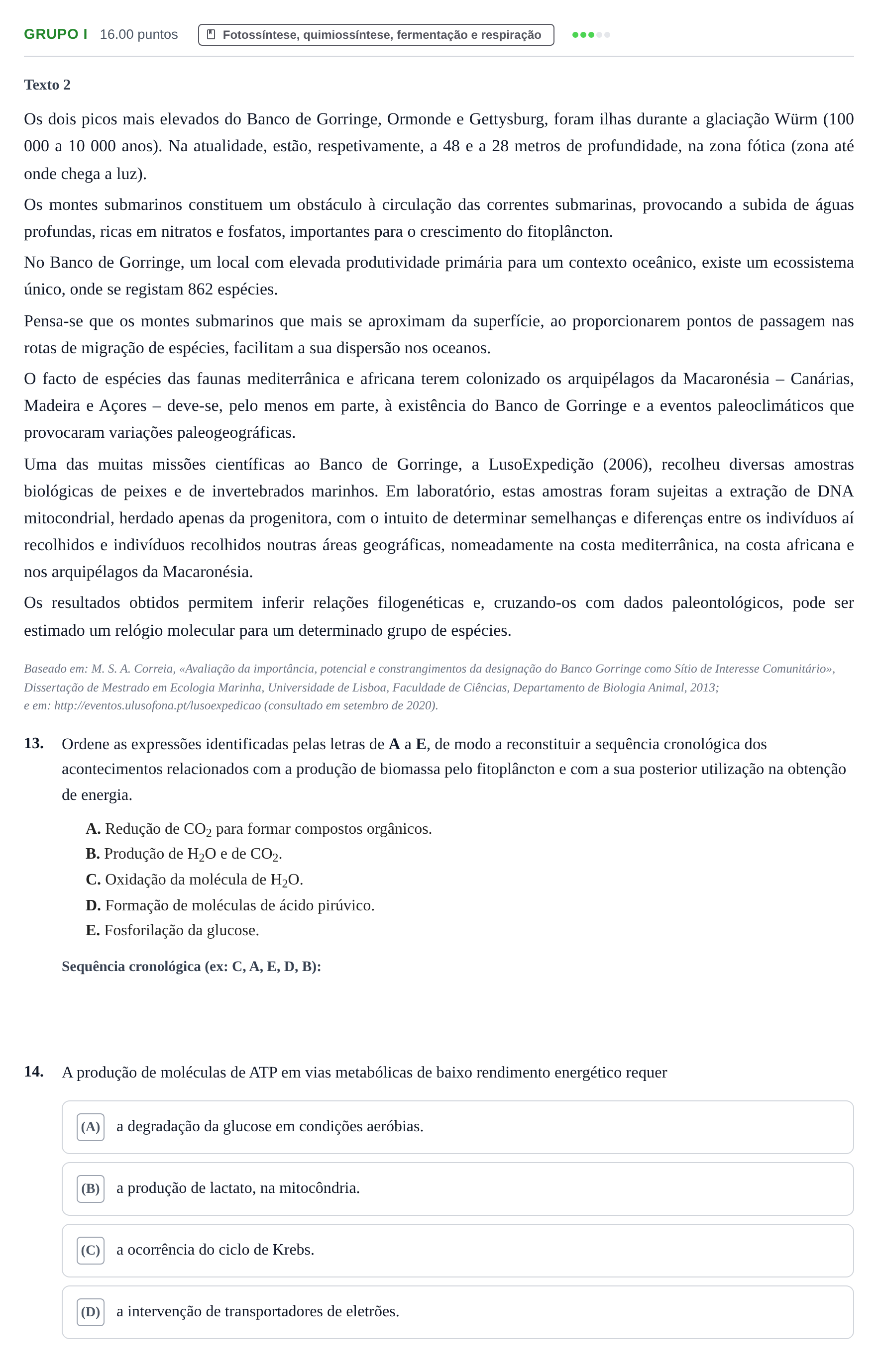 Enunciado: Grupo I · Exame Nacional Biologia e Geologia 2.ª fase 2022