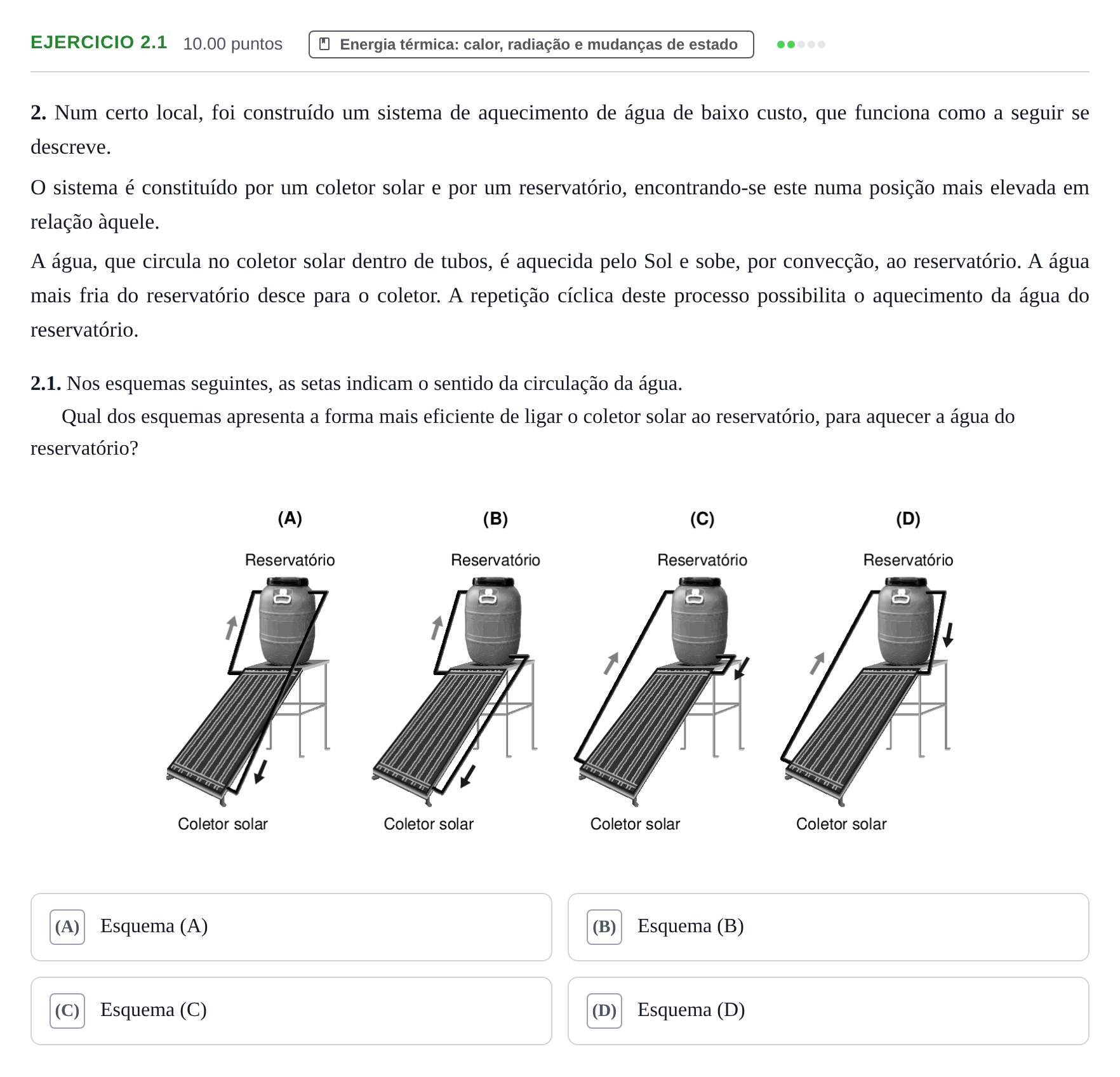 Enunciado: Exercício 2.1 · Exame Nacional Física e Química A Época especial 2022