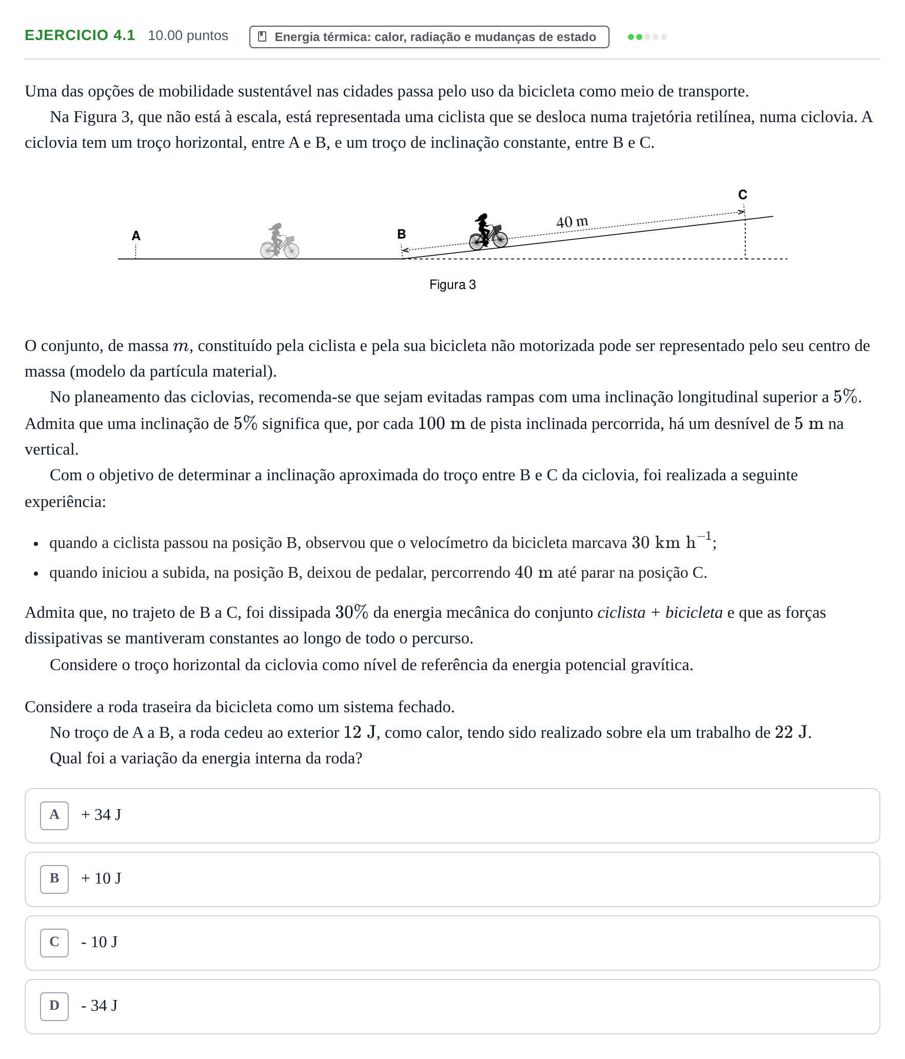 Enunciado: Exercício 4.1 · Exame Nacional Física e Química A Época especial 2022