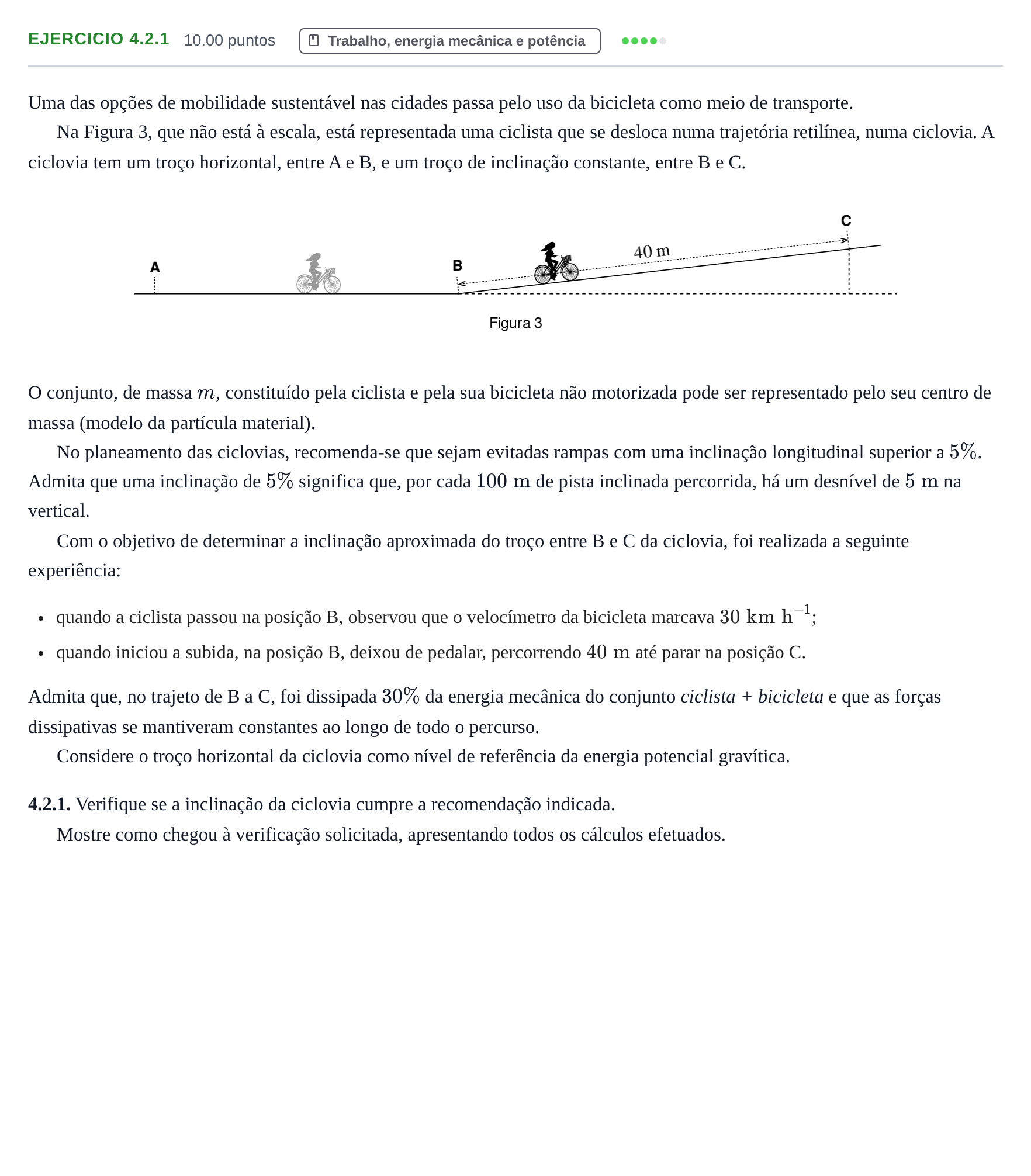 Enunciado: Exercício 4.2.1 · Exame Nacional Física e Química A Época especial 2022