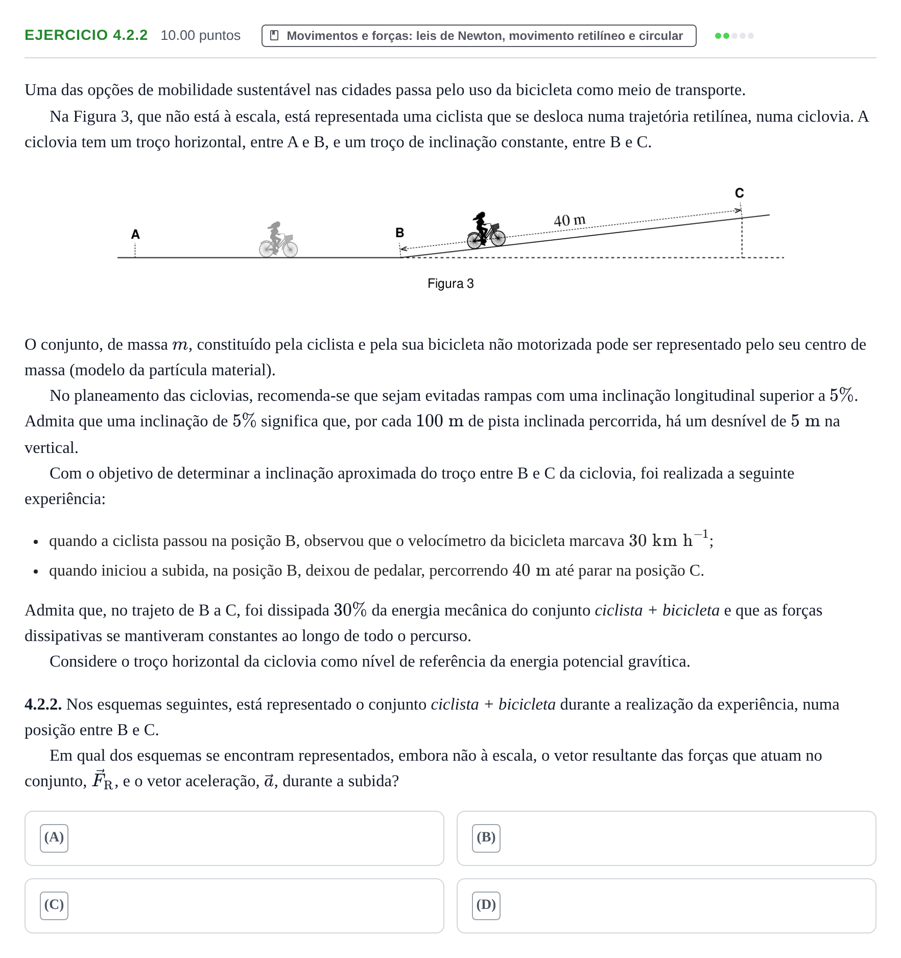 Enunciado: Exercício 4.2.2 · Exame Nacional Física e Química A Época especial 2022