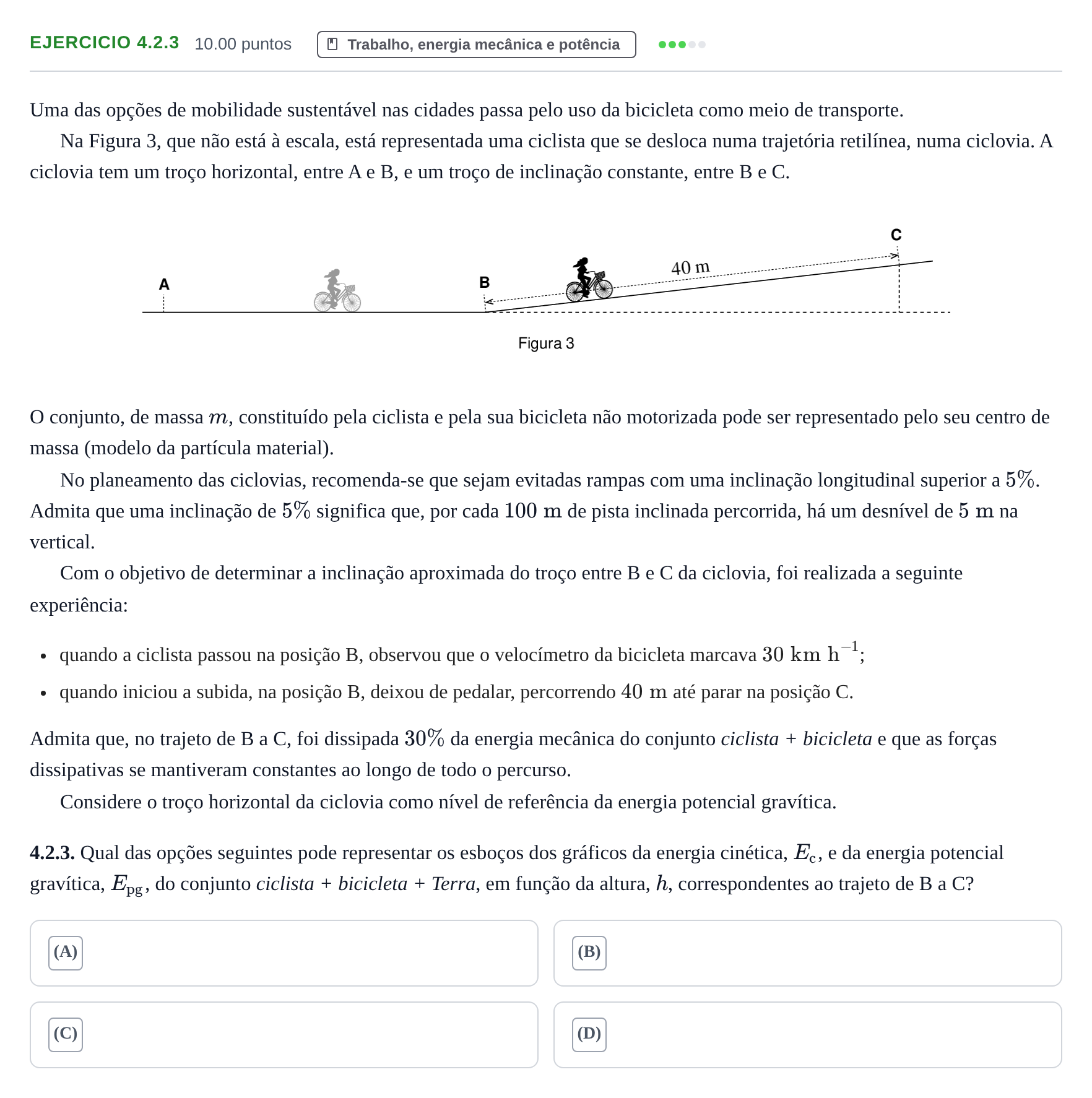 Enunciado: Exercício 4.2.3 · Exame Nacional Física e Química A Época especial 2022