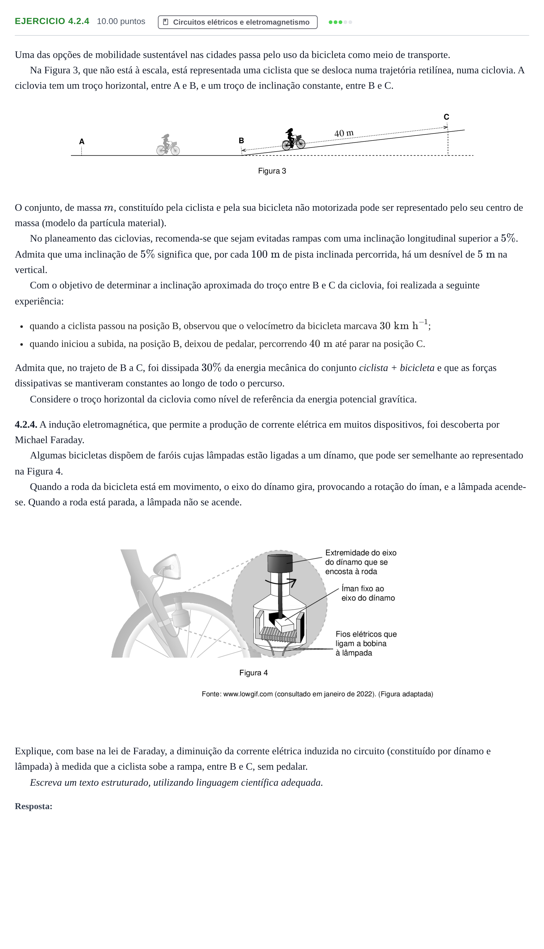 Enunciado: Exercício 4.2.4 · Exame Nacional Física e Química A Época especial 2022