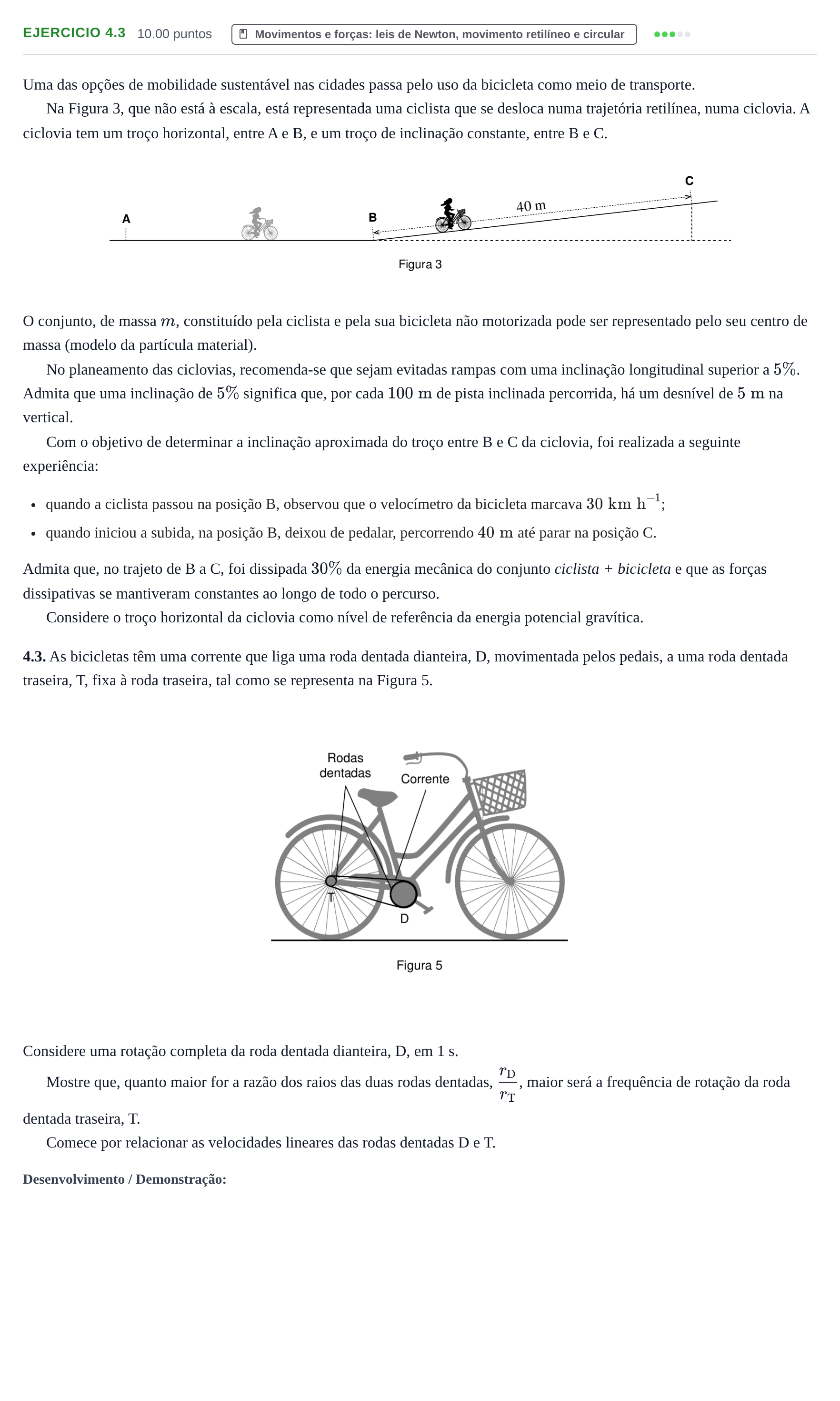 Enunciado: Exercício 4.3 · Exame Nacional Física e Química A Época especial 2022