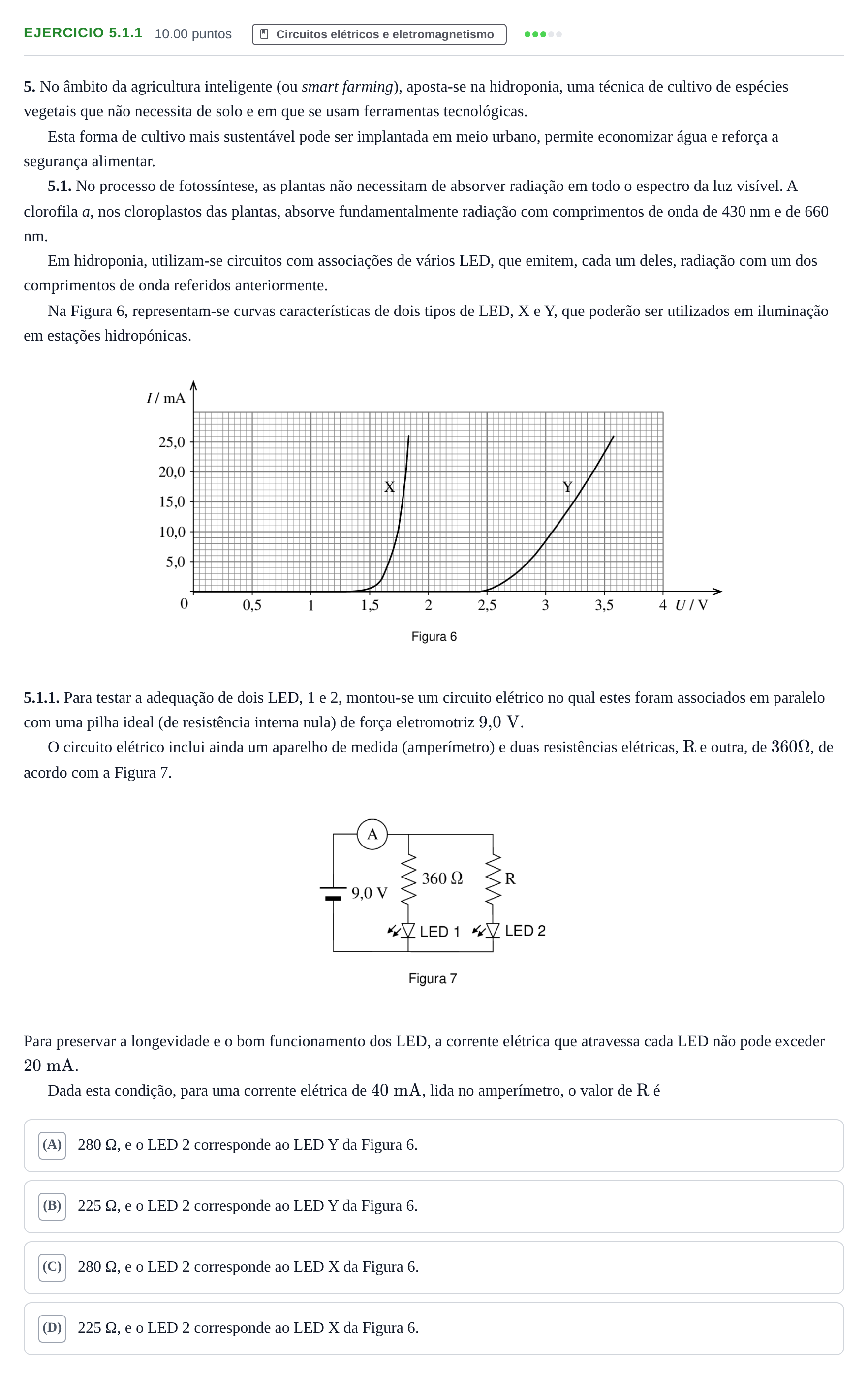 Enunciado: Exercício 5.1.1 · Exame Nacional Física e Química A Época especial 2022