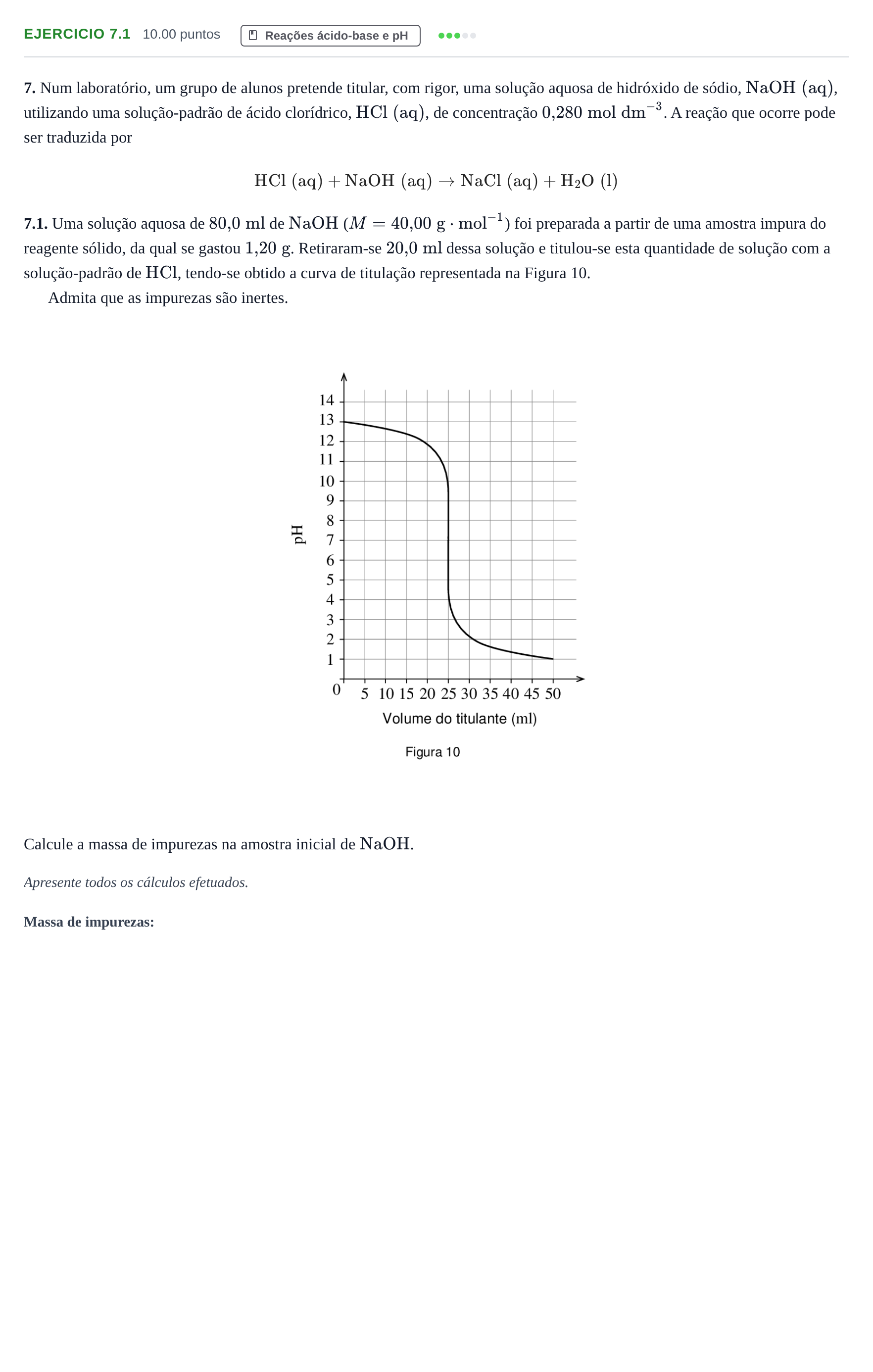 Enunciado: Exercício 7.1 · Exame Nacional Física e Química A Época especial 2022