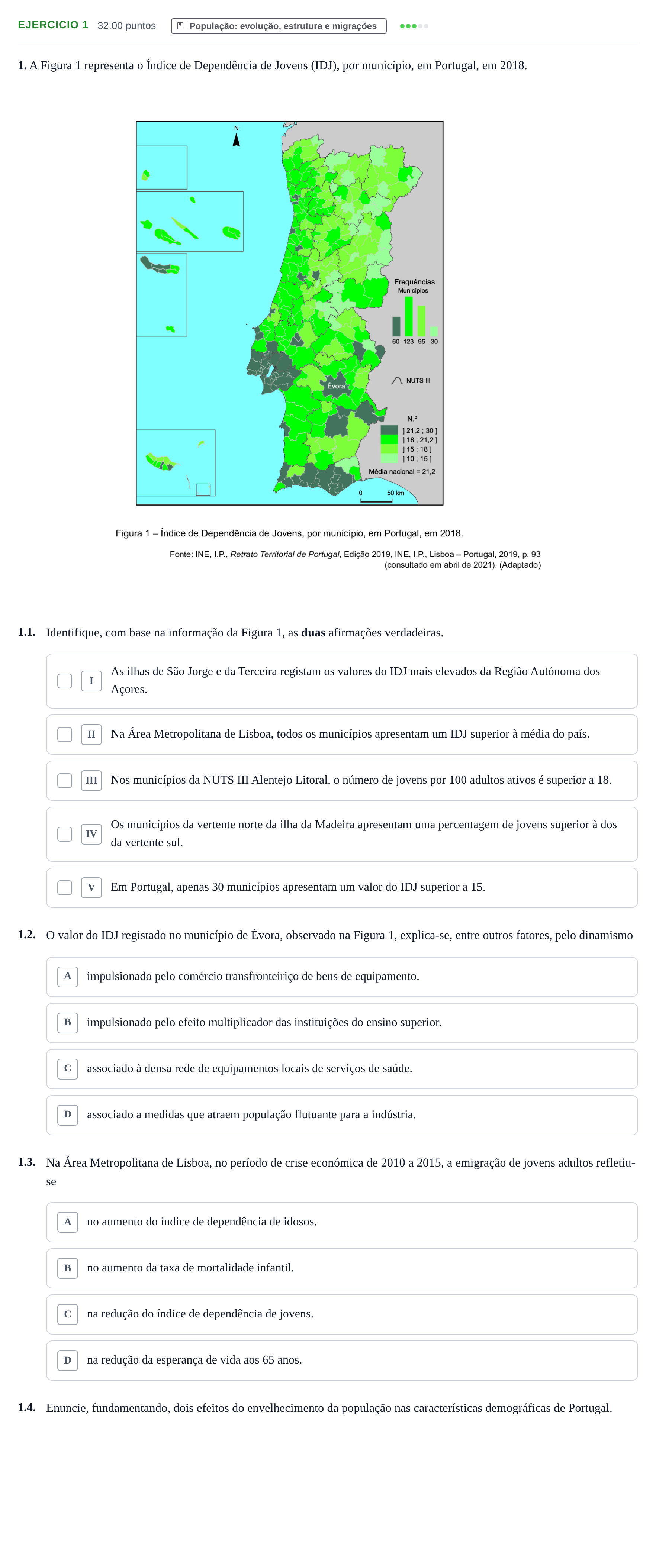 Enunciado: Exercício 1 · Exame Nacional Geografia A Época especial 2022