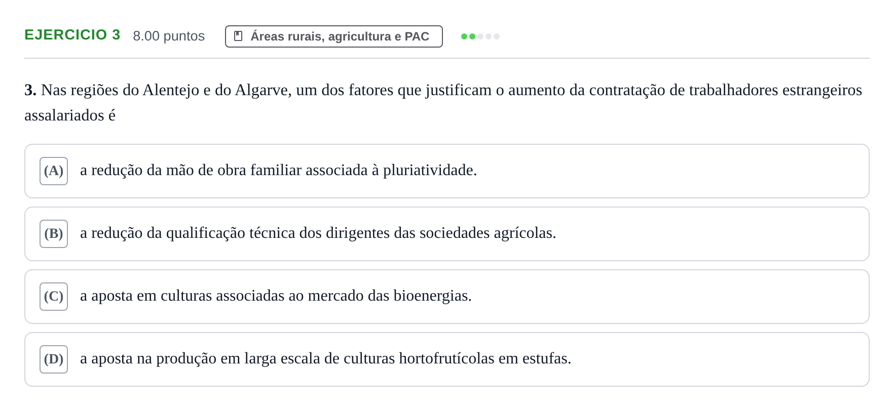 Enunciado: Exercício 3 · Exame Nacional Geografia A Época especial 2022