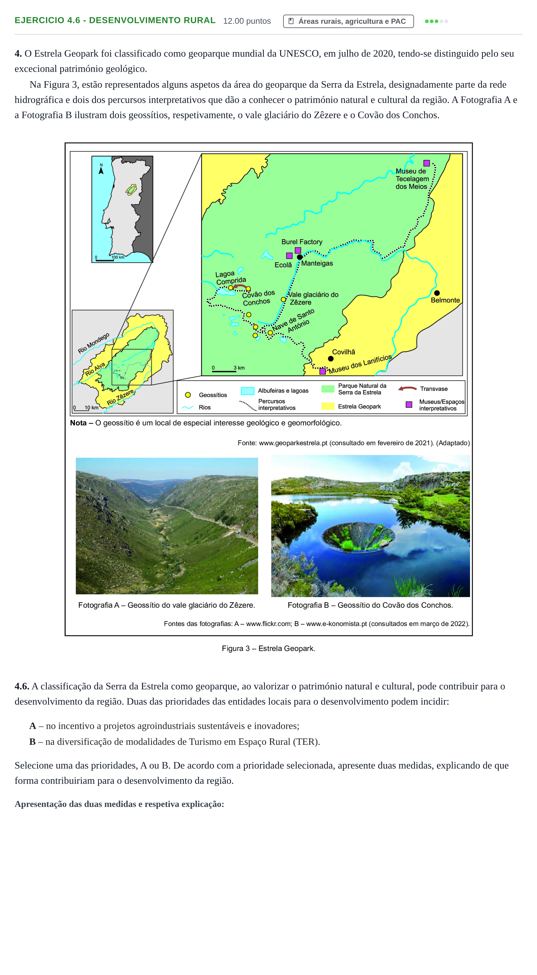 Enunciado: Exercício 4.6 - Desenvolvimento rural · Exame Nacional Geografia A Época especial 2022