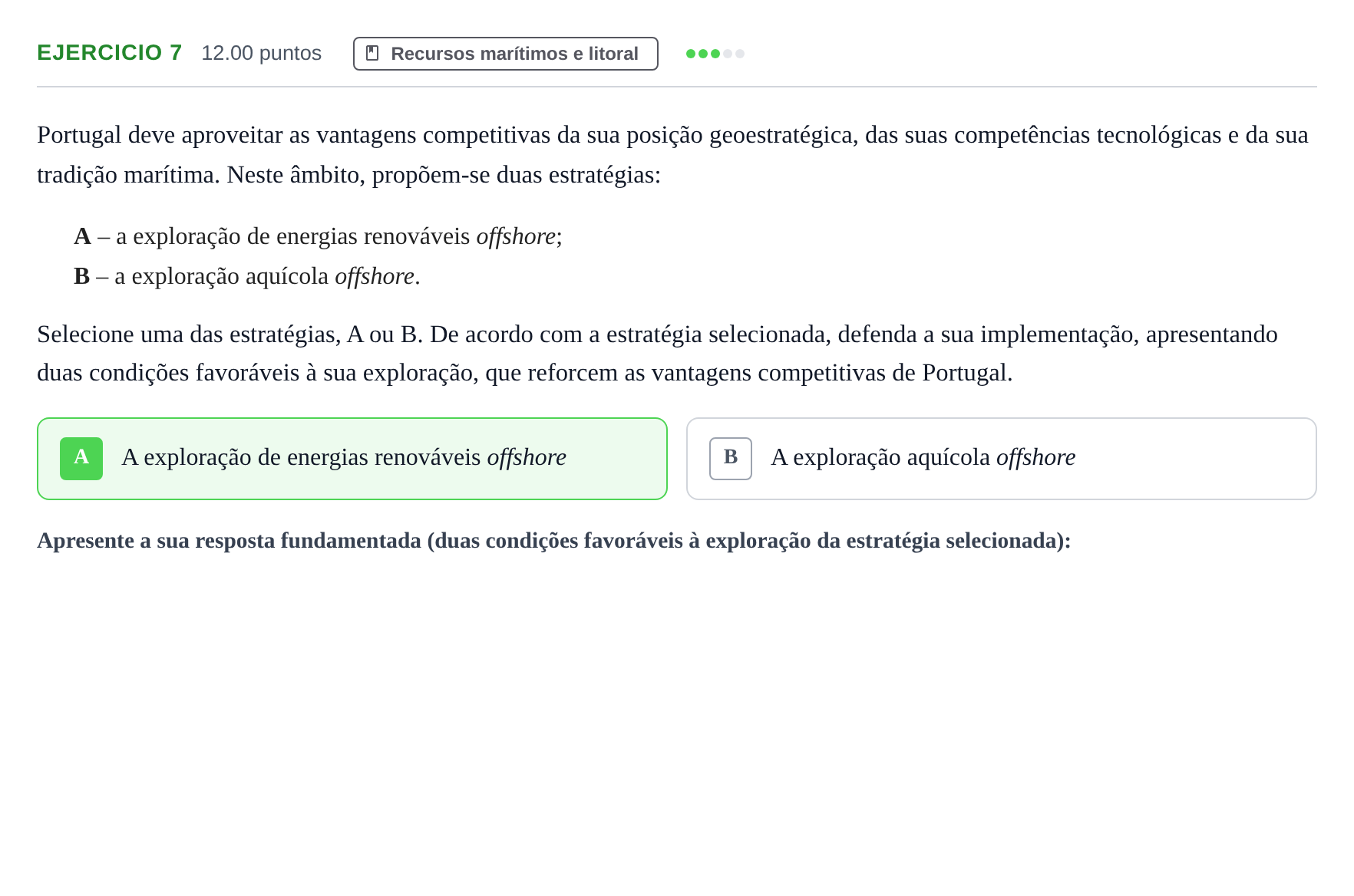 Enunciado: Exercício 7 · Exame Nacional Geografia A Época especial 2022