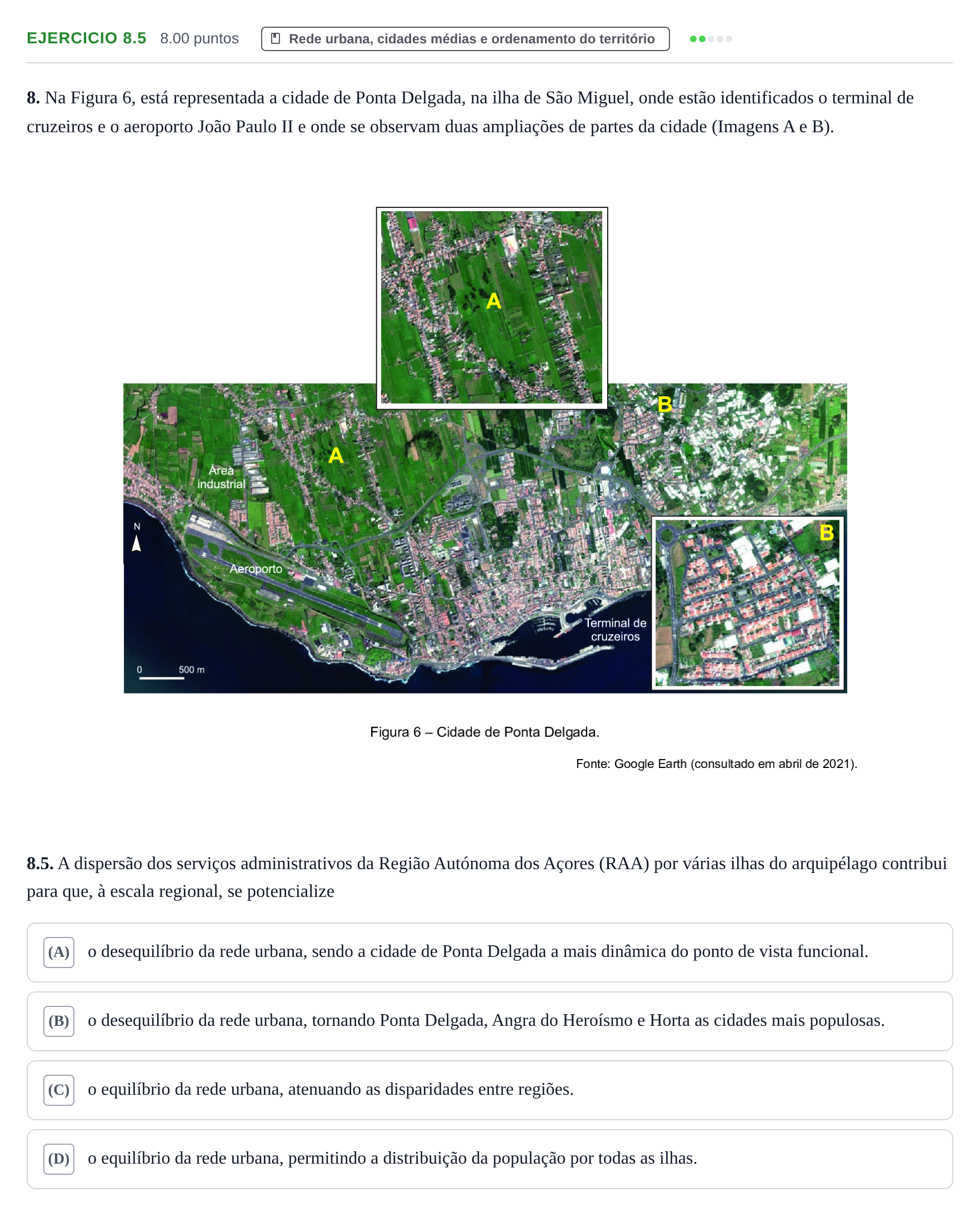 Enunciado: Exercício 8.5 - Rede urbana · Exame Nacional Geografia A Época especial 2022