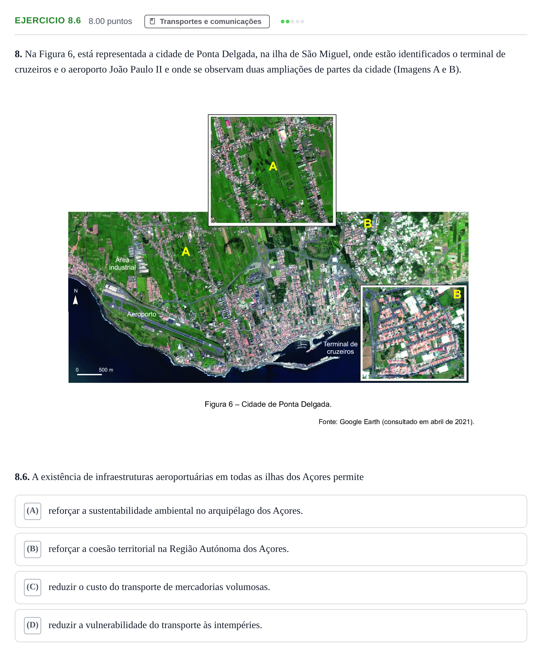 Enunciado: Exercício 8.6 - Transportes · Exame Nacional Geografia A Época especial 2022