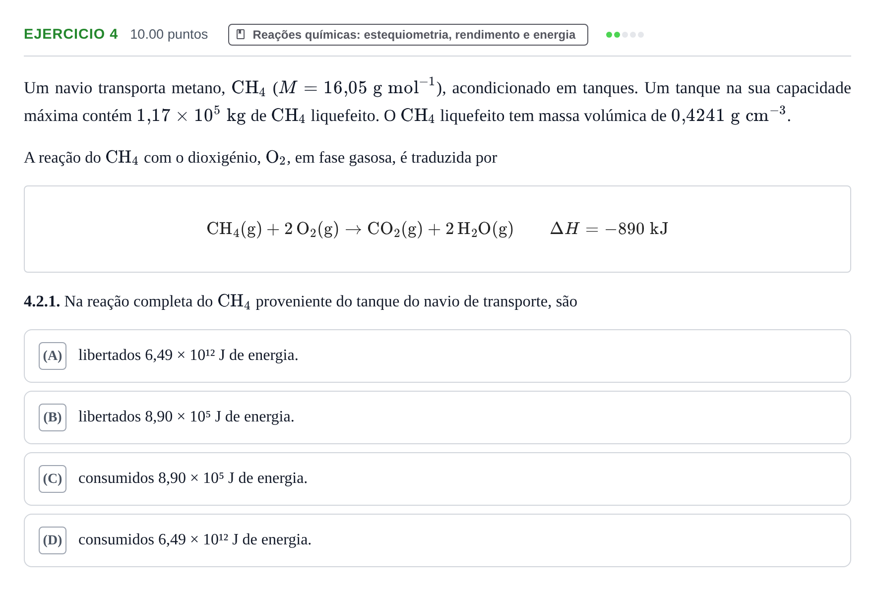 Enunciado: Exercício 4 - Reações químicas: estequiometria, rendimento… · Exame Nacional Física e Química A 1.ª fase 2022