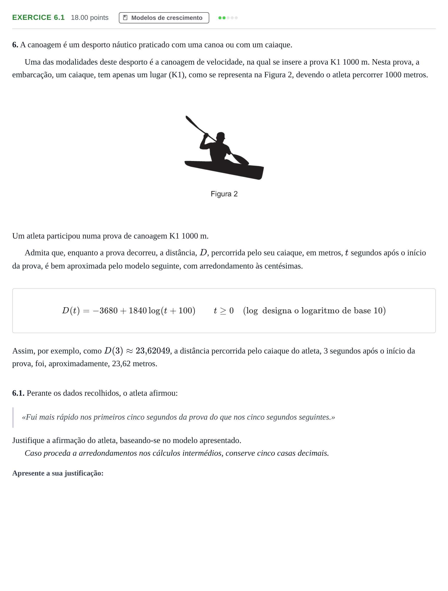 Enunciado: Exercício 6.1 · Exame Nacional Matemática Aplicada às Ciências Sociais Época especial 2022