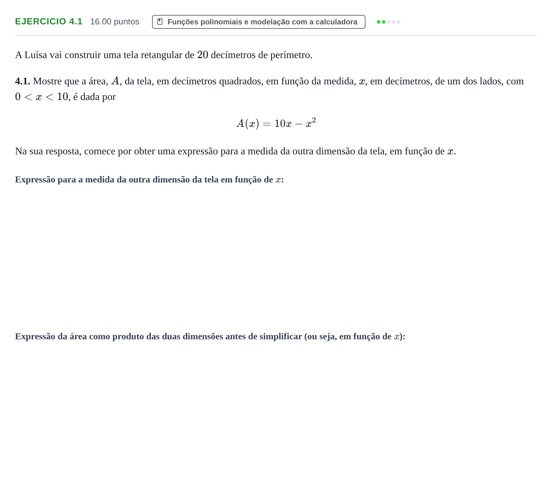 Enunciado: Exercício 4.1 · Exame Nacional Matemática B Época especial 2022