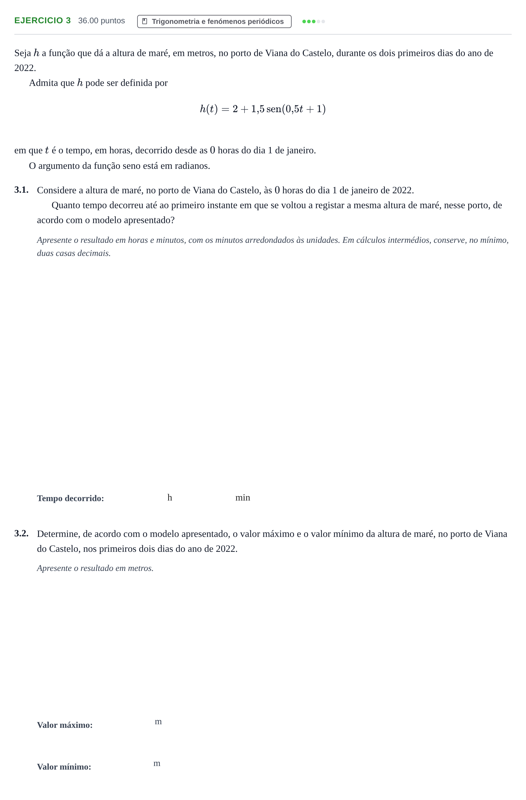 Enunciado: Exercício 3 · Exame Nacional Matemática B Época especial 2022