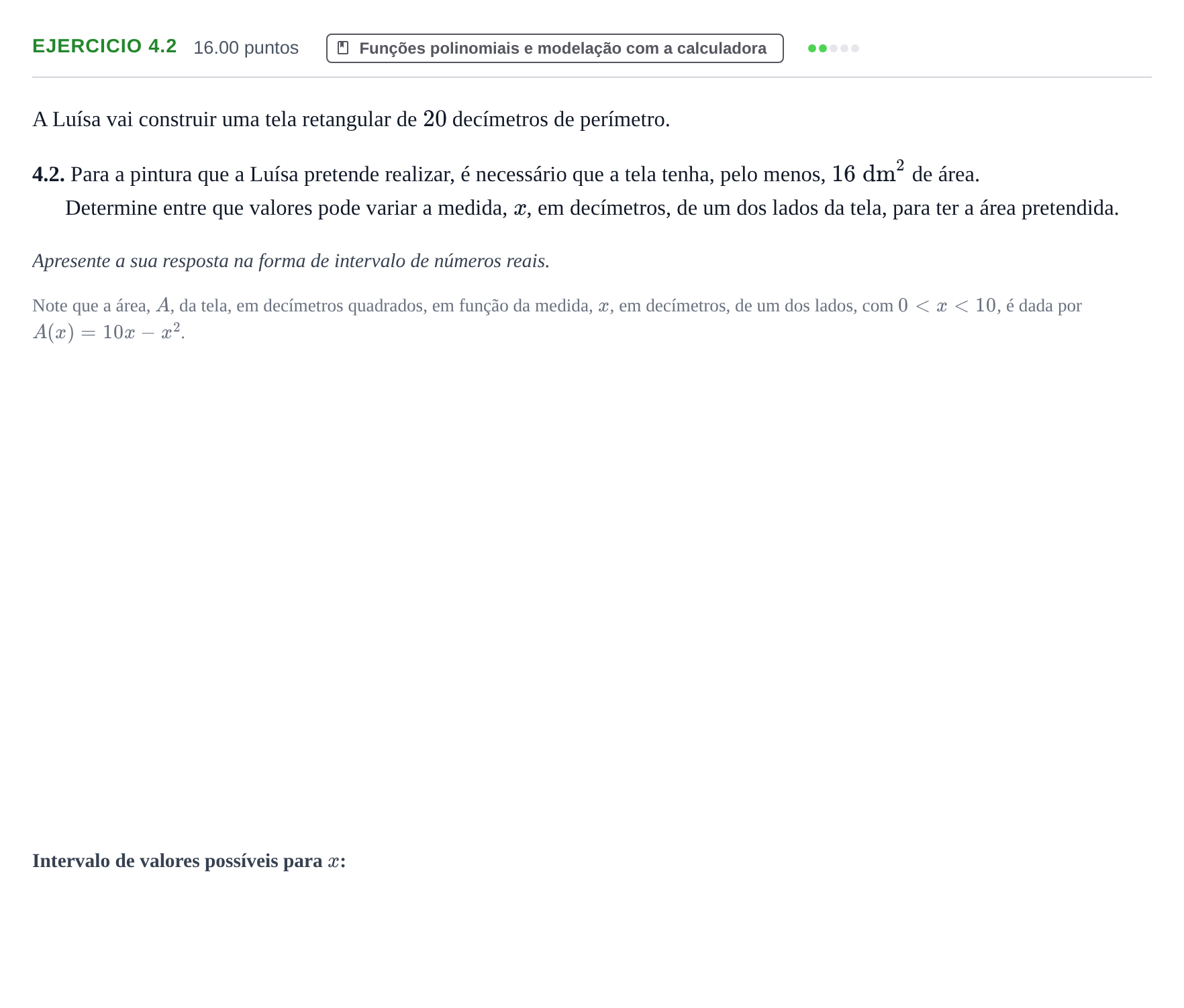 Enunciado: Exercício 4.2 · Exame Nacional Matemática B Época especial 2022