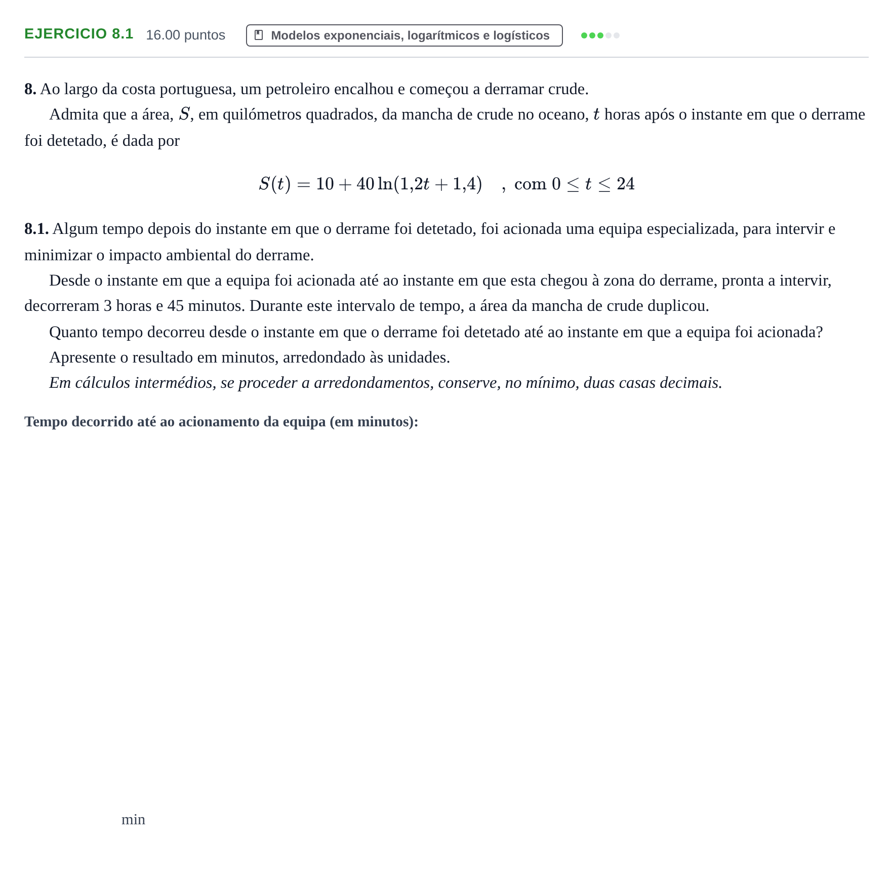 Enunciado: Exercício 8.1 · Exame Nacional Matemática B Época especial 2022