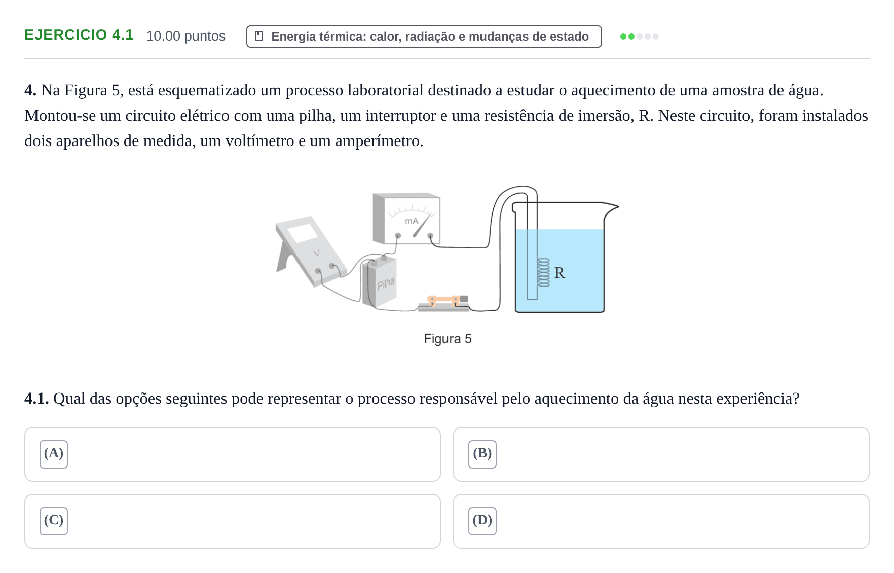 Enunciado: Exercício 4.1 · Exame Nacional Física e Química A 2.ª fase 2022