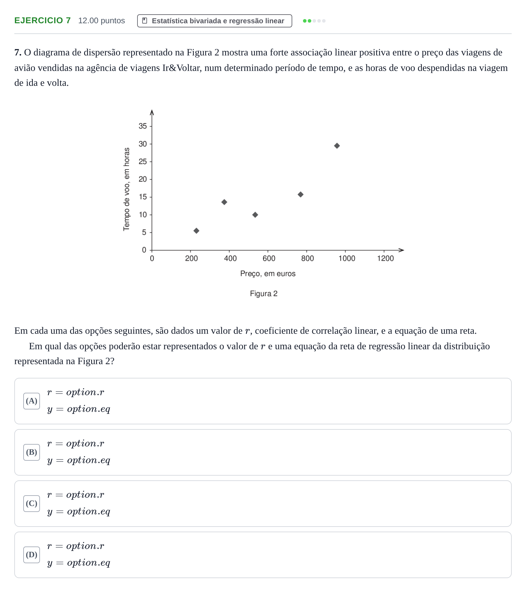 Enunciado: Exercício 7 · Exame Nacional Matemática Aplicada às Ciências Sociais 1.ª fase 2022