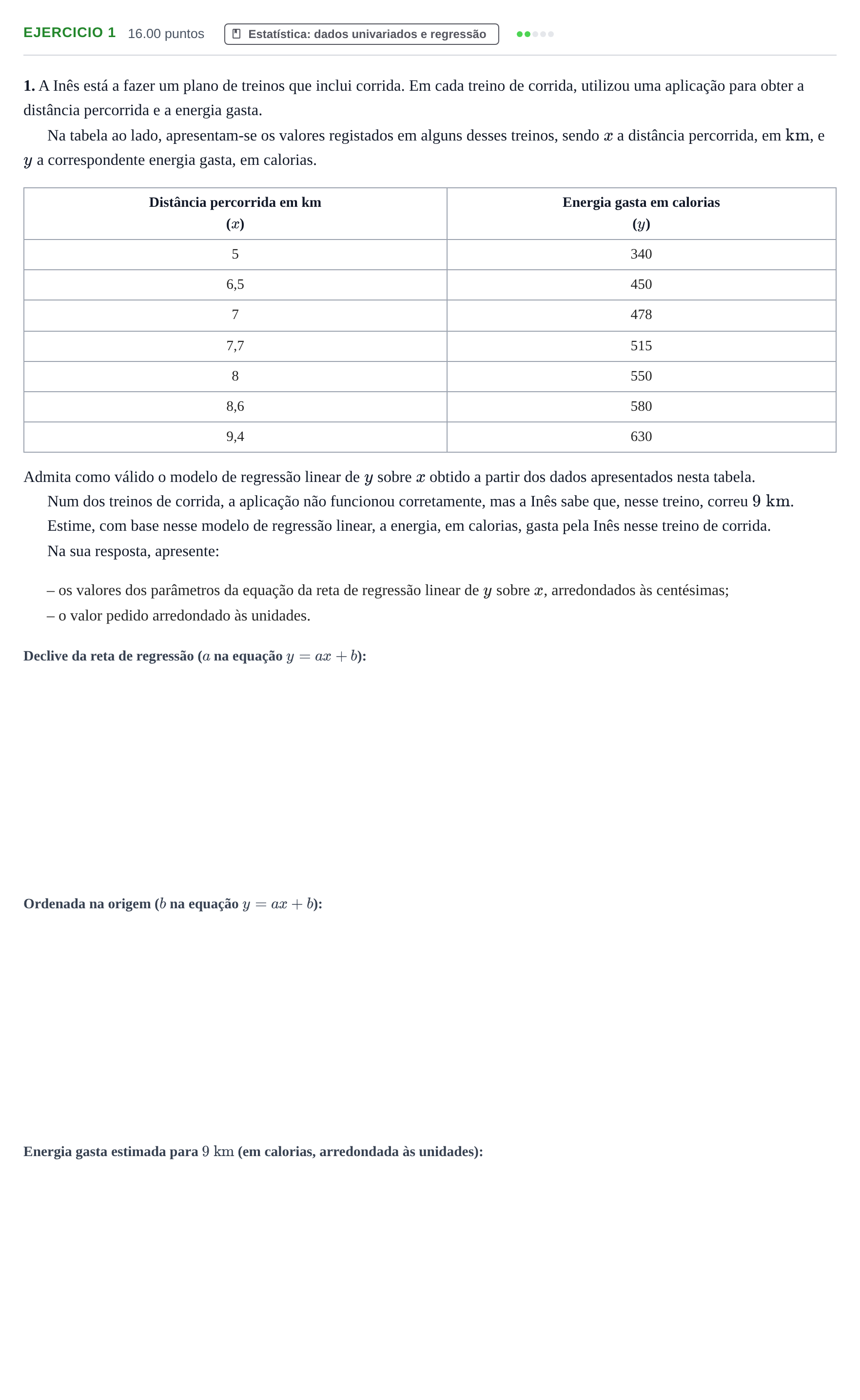 Enunciado: Exercício 1 · Exame Nacional Matemática B 2.ª fase 2022