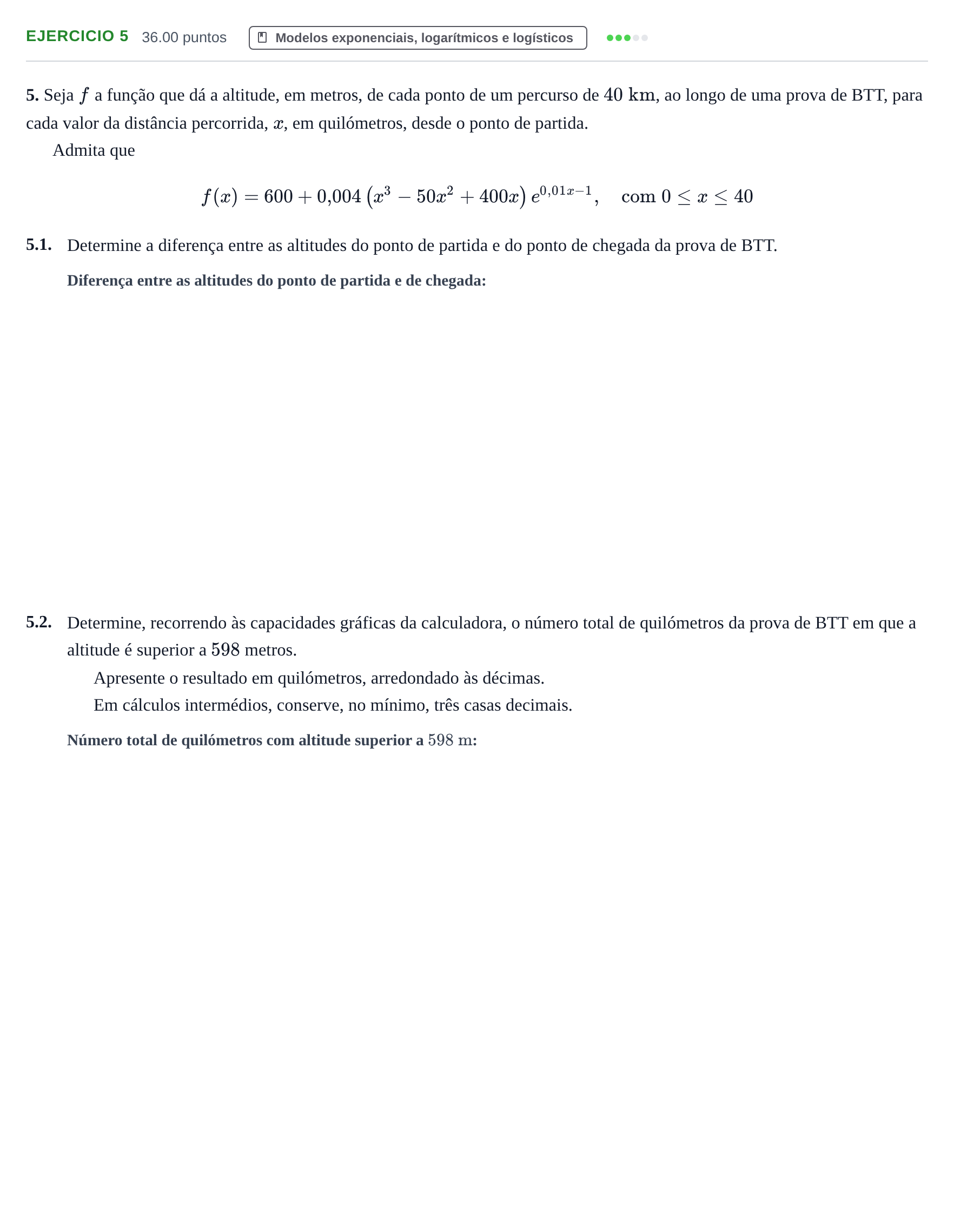 Enunciado: Exercício 5 · Exame Nacional Matemática B 2.ª fase 2022
