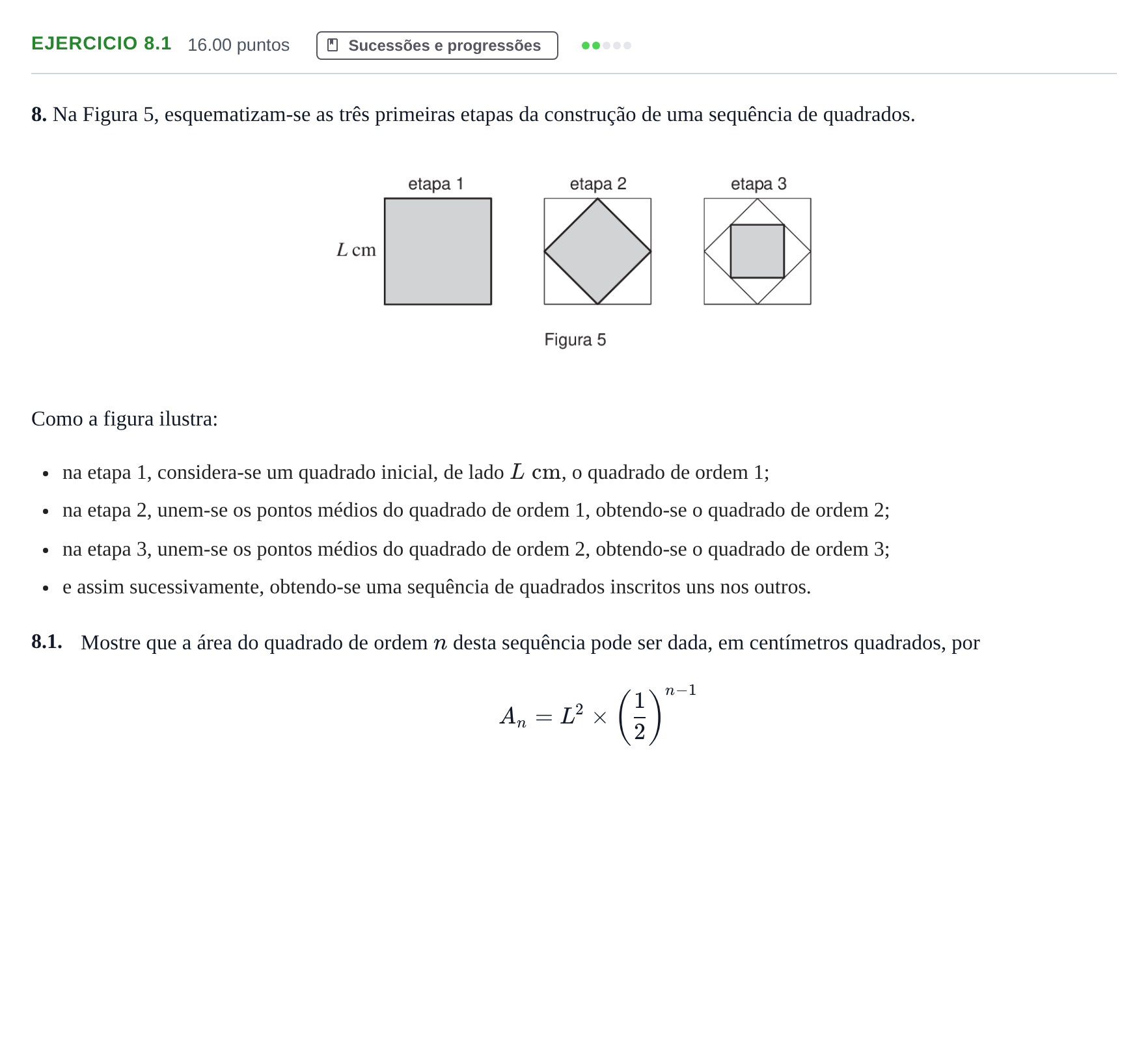 Enunciado: Exercício 8.1 · Exame Nacional Matemática B 2.ª fase 2022