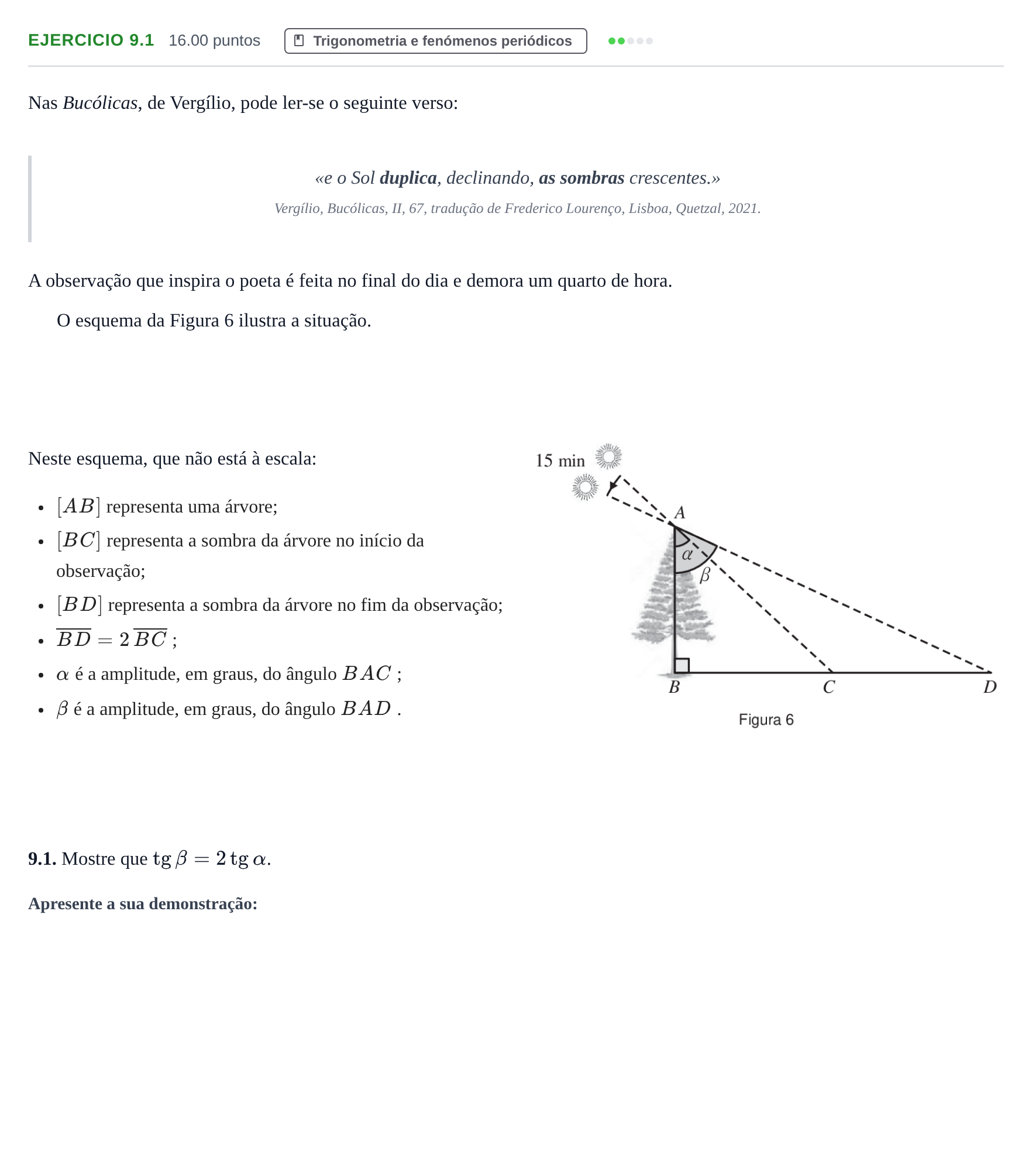 Enunciado: Exercício 9.1 · Exame Nacional Matemática B 2.ª fase 2022
