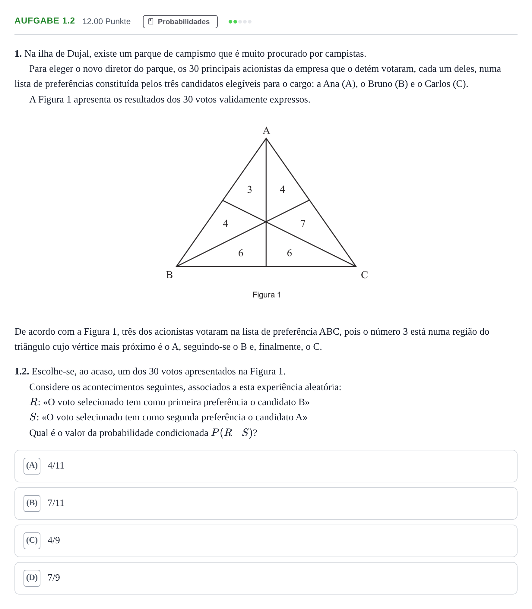 Enunciado: Exercício 1.2 · Exame Nacional Matemática Aplicada às Ciências Sociais 2.ª fase 2022