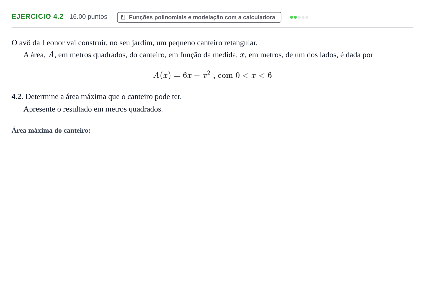 Enunciado: Exercício 4.2 · Exame Nacional Matemática B 1.ª fase 2022