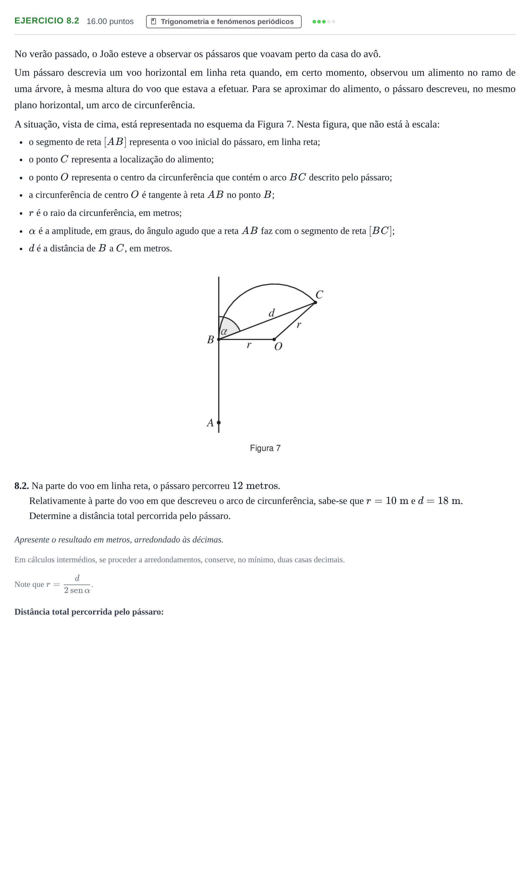 Enunciado: Exercício 8.2 · Exame Nacional Matemática B 1.ª fase 2022