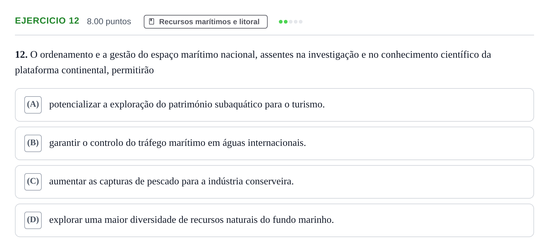 Enunciado: Exercício 12 · Exame Nacional Geografia A 1.ª fase 2022