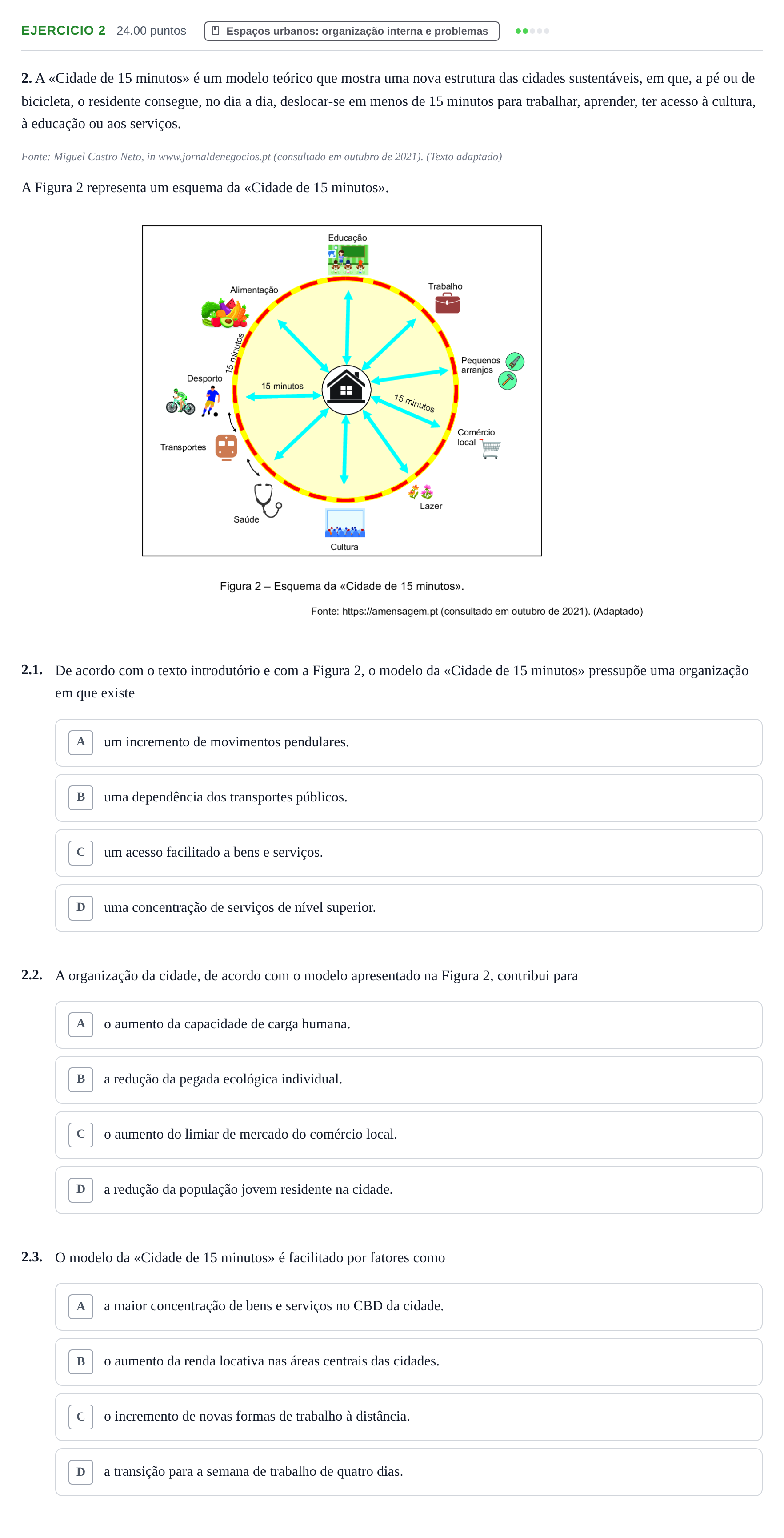 Enunciado: Exercício 2 · Exame Nacional Geografia A 1.ª fase 2022