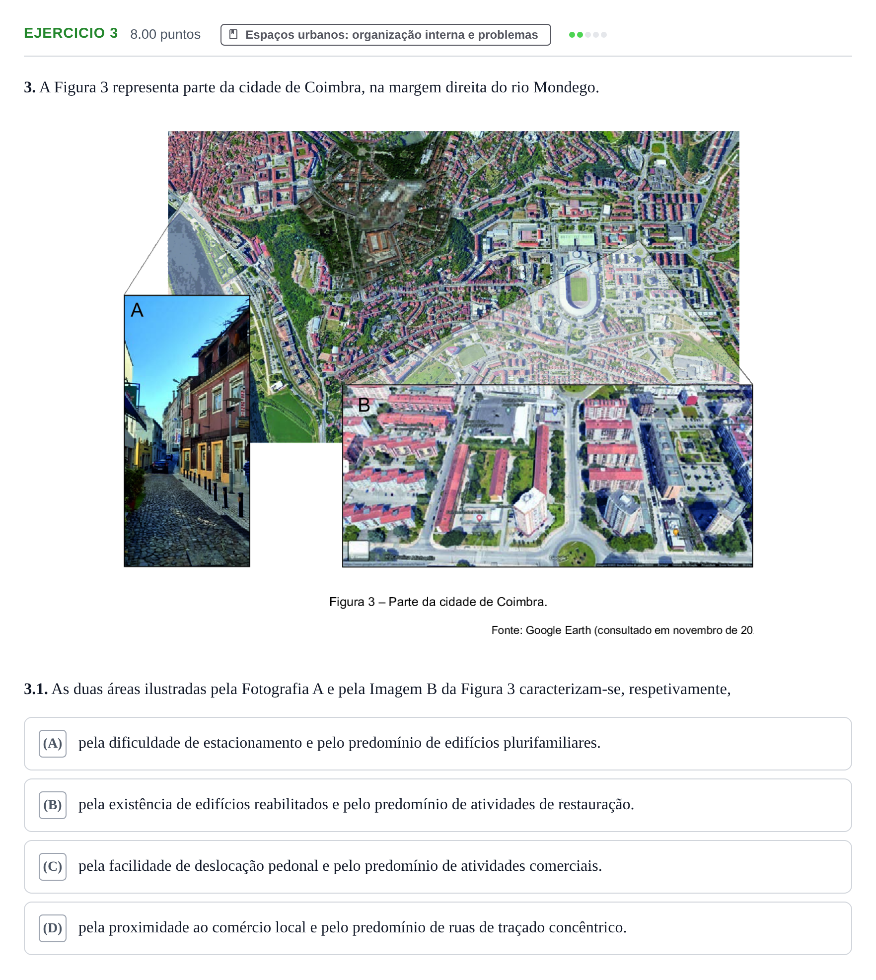 Enunciado: Exercício 3 - Espaços urbanos · Exame Nacional Geografia A 1.ª fase 2022