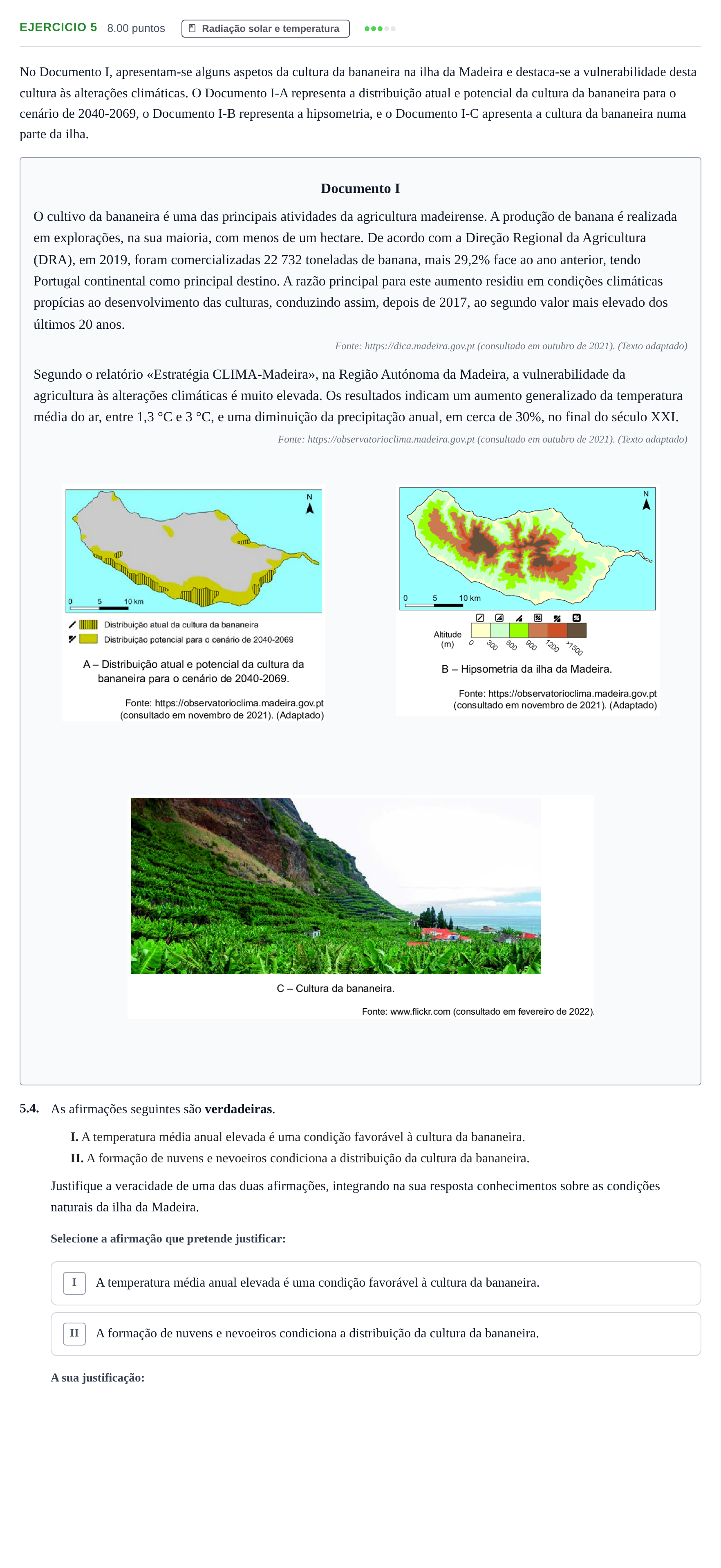 Enunciado: Exercício 5 - Radiação solar e temperatura · Exame Nacional Geografia A 1.ª fase 2022