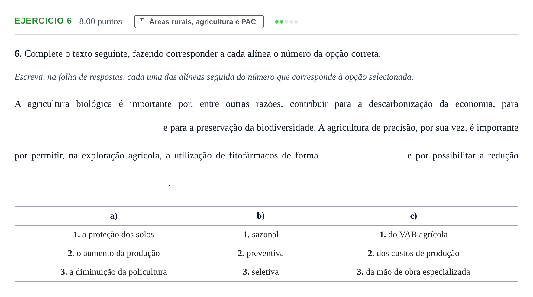 Enunciado: Exercício 6 · Exame Nacional Geografia A 1.ª fase 2022
